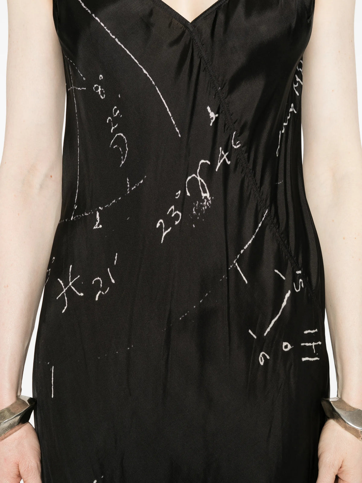 Temple slip dress in printed cupro twill