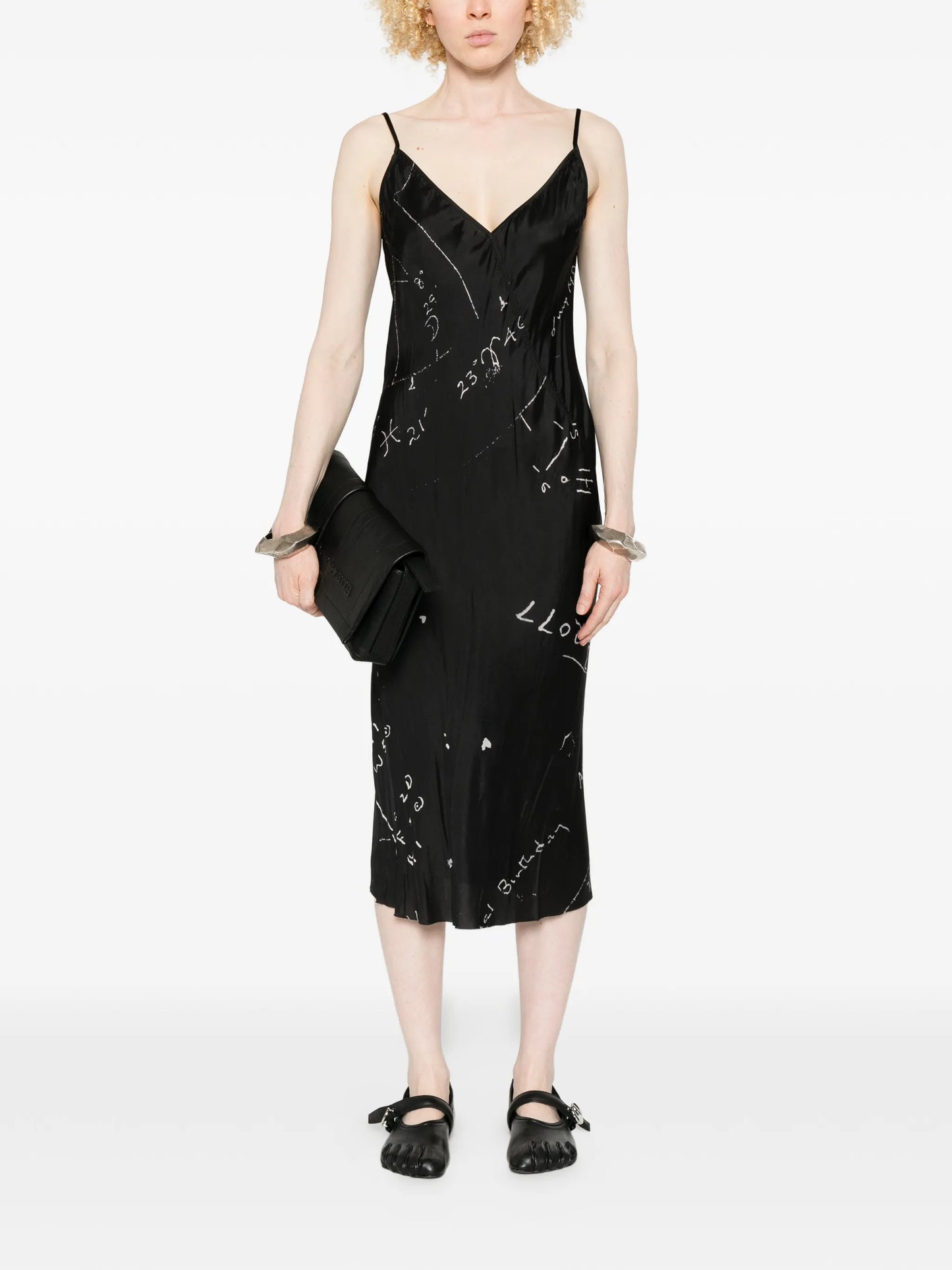 printed slip midi dress