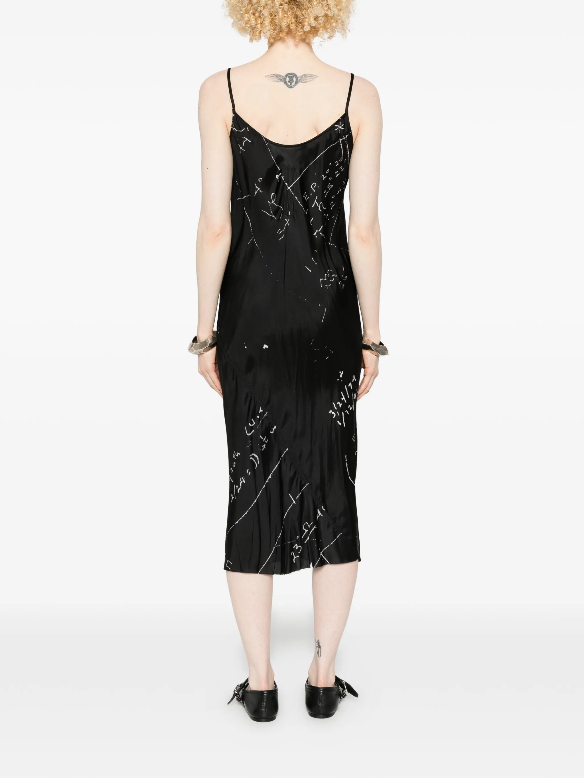 Temple slip dress in printed cupro twill