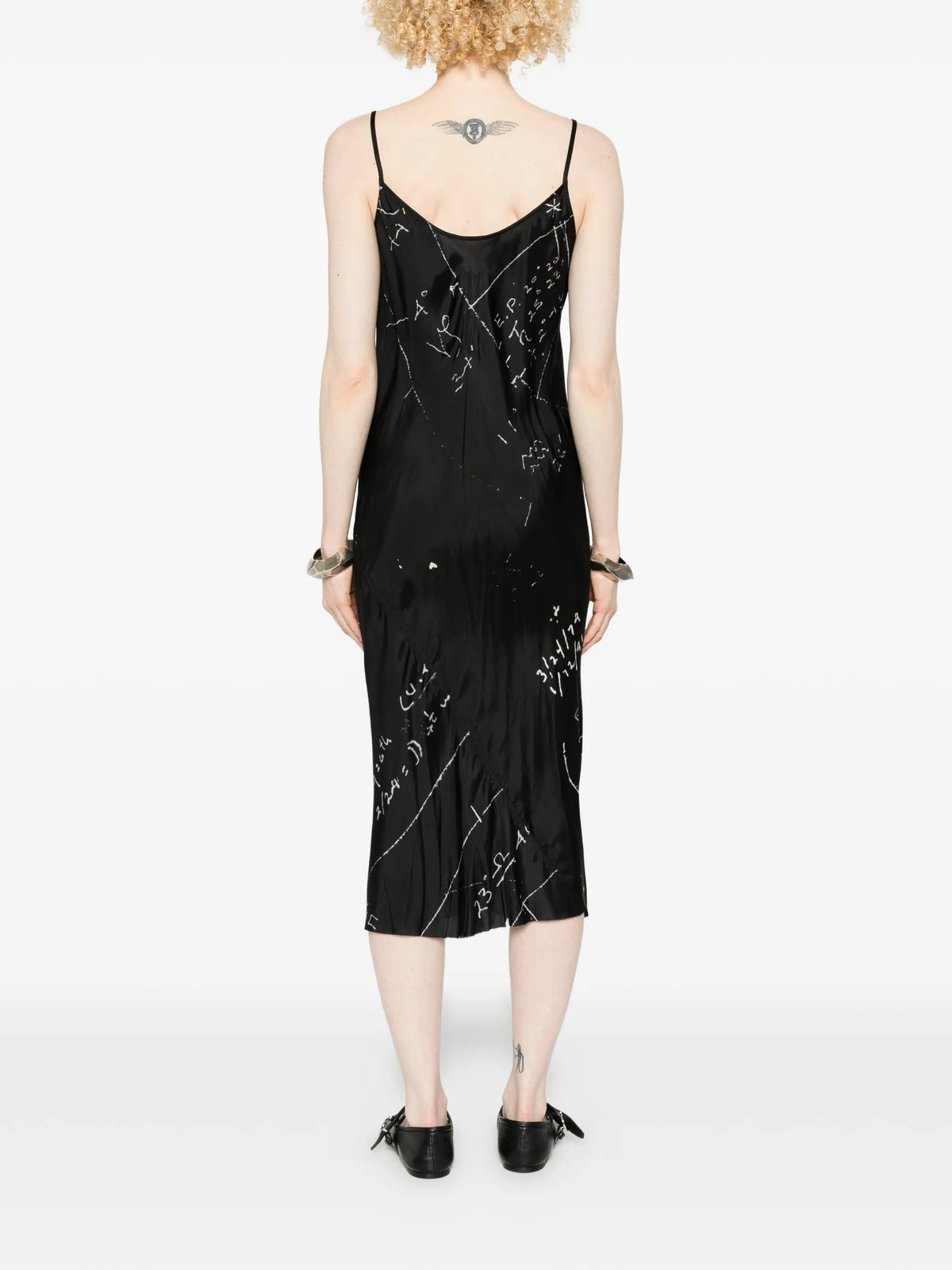 Temple slip dress in printed cupro twill