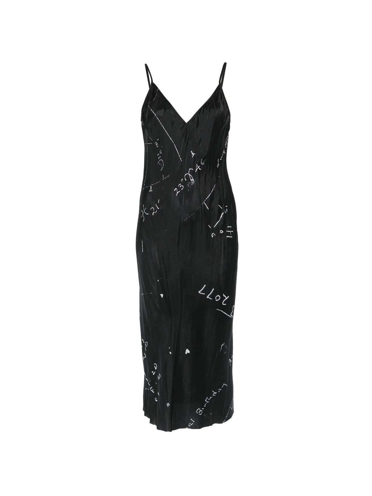 Temple slip dress in printed cupro twill