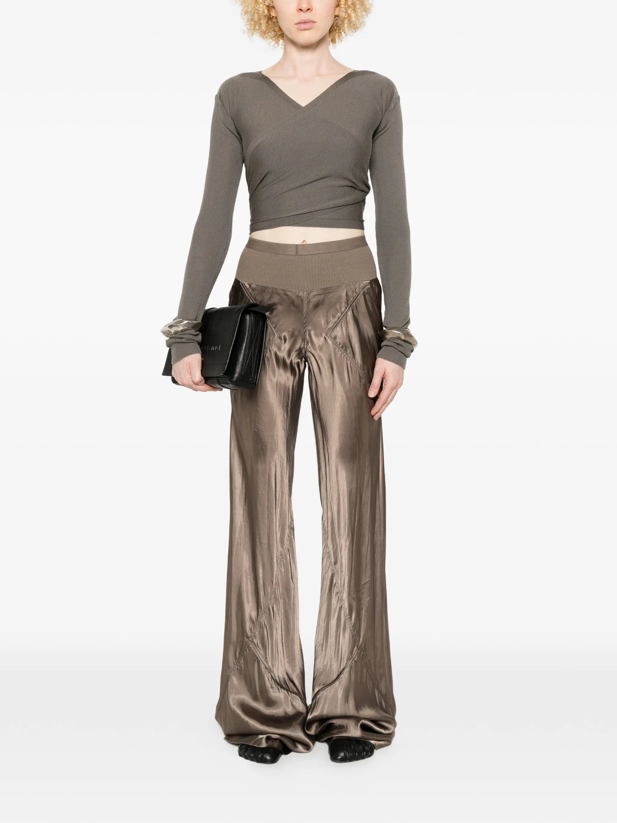 Bias wide leg trousers
