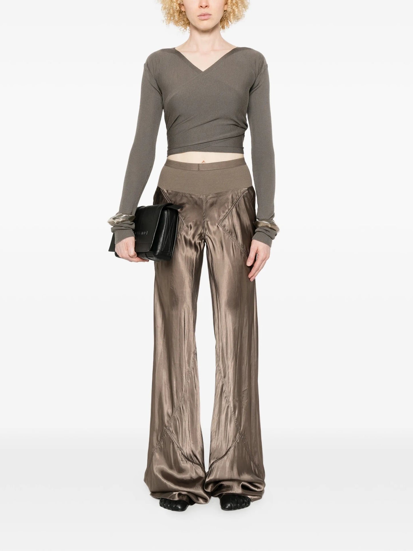 Bias wide leg trousers