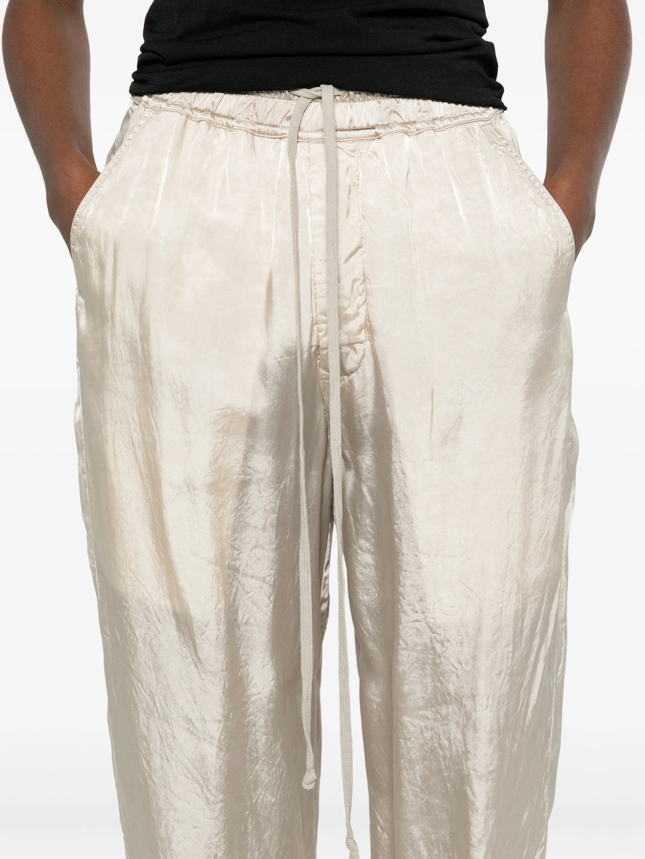 drawstring wide leg trousers
