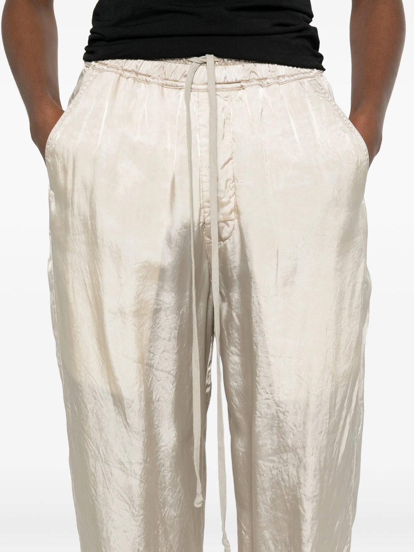 drawstring wide leg trousers