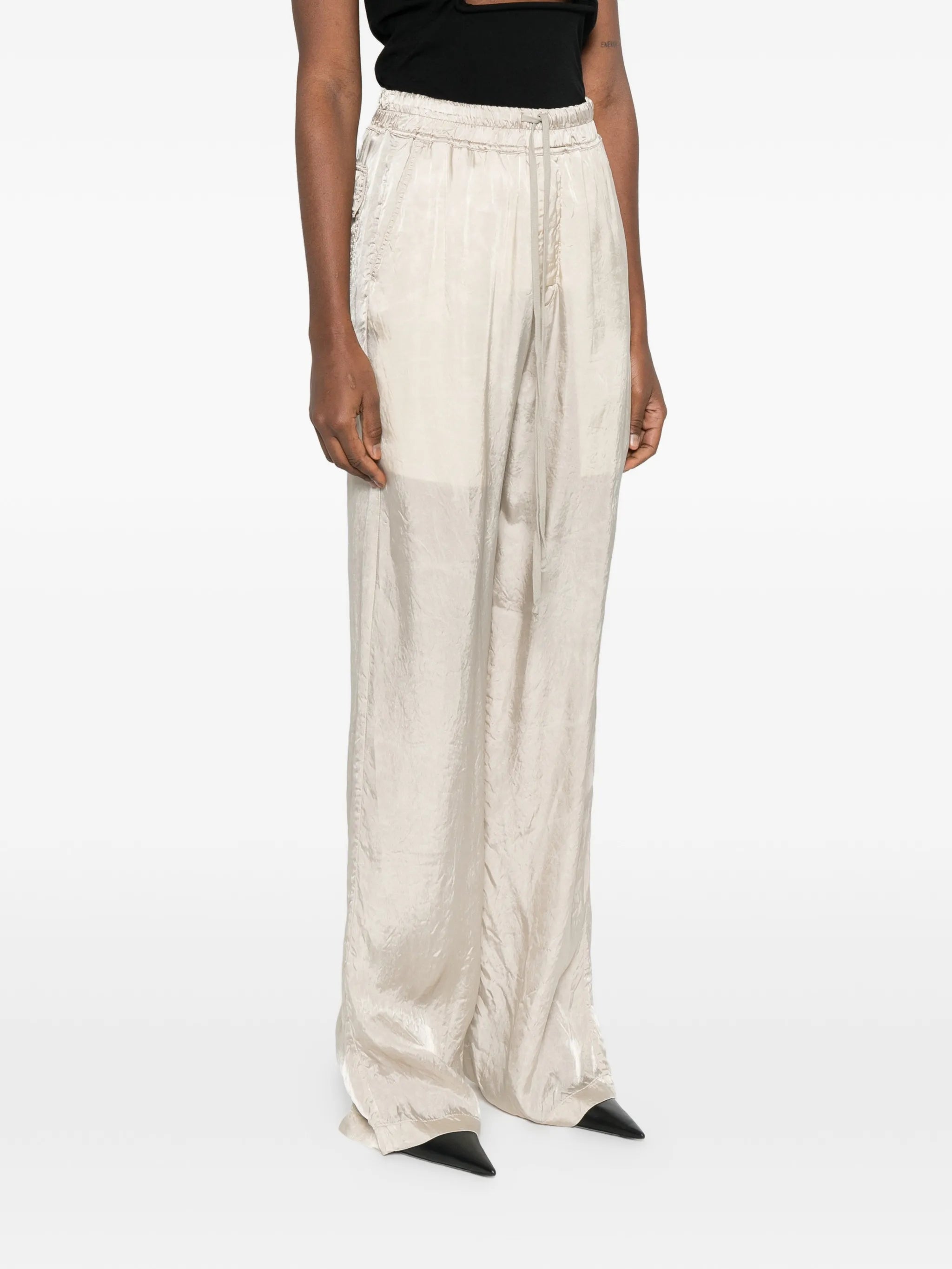 drawstring wide leg trousers