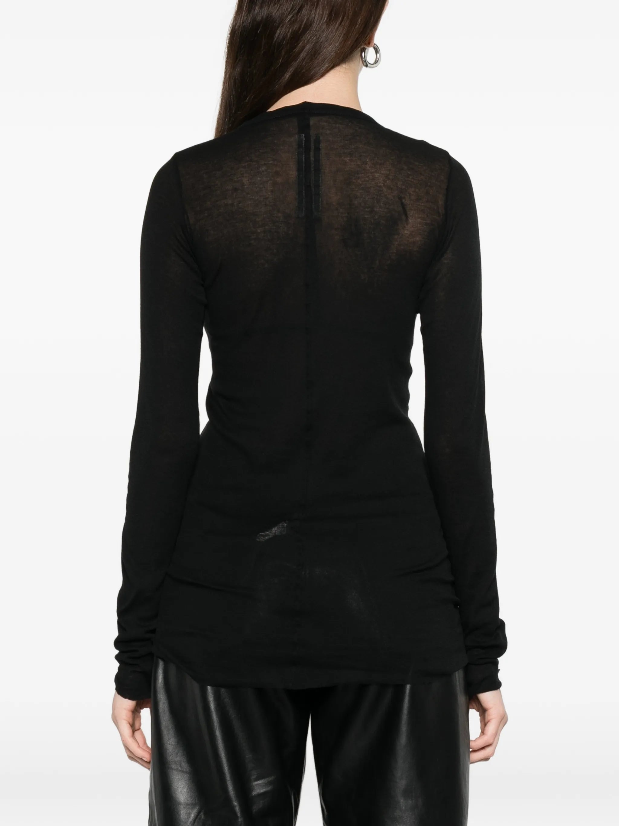 rib knit long-sleeved T-shirt