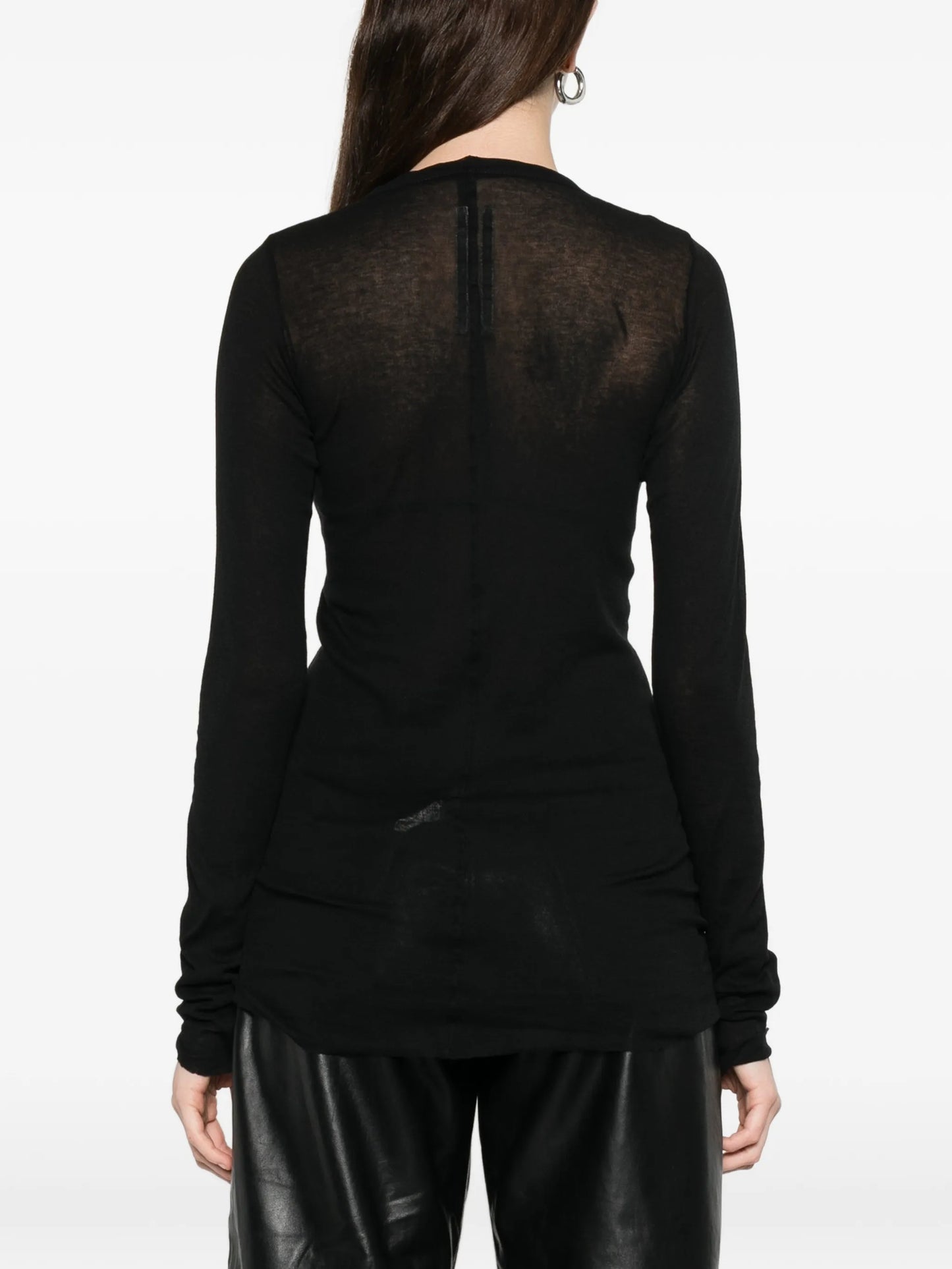 rib knit long-sleeved T-shirt