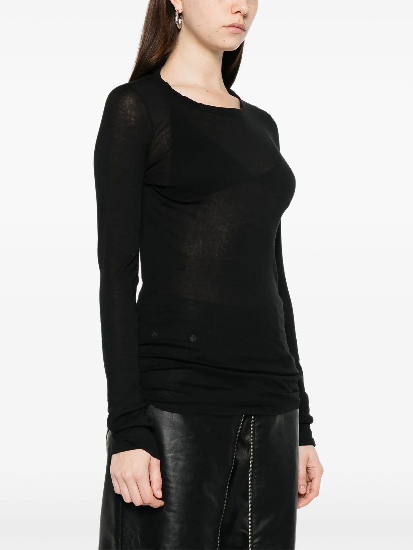 rib knit long-sleeved T-shirt