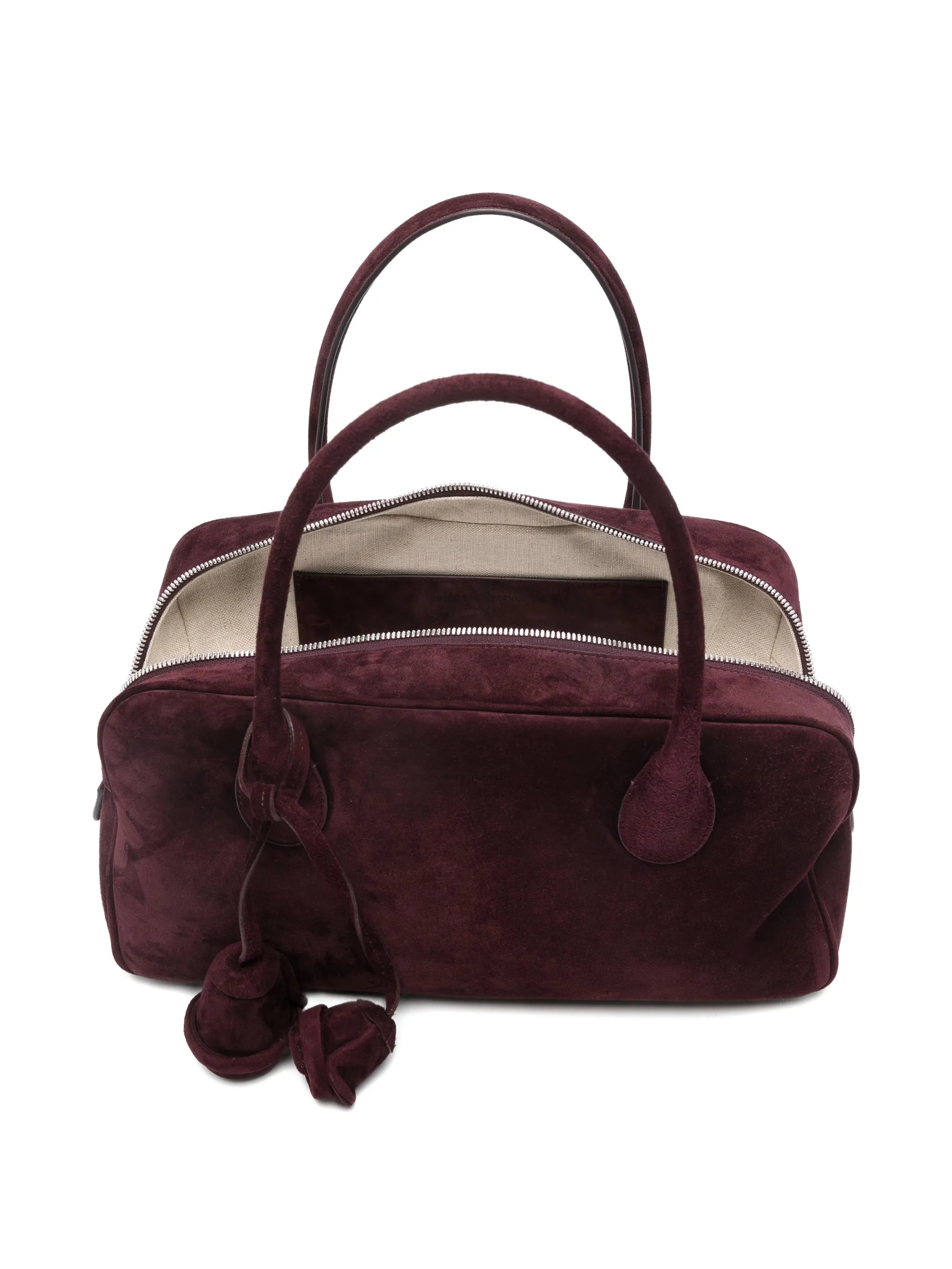 Brigitte flower-charm suede tote bag