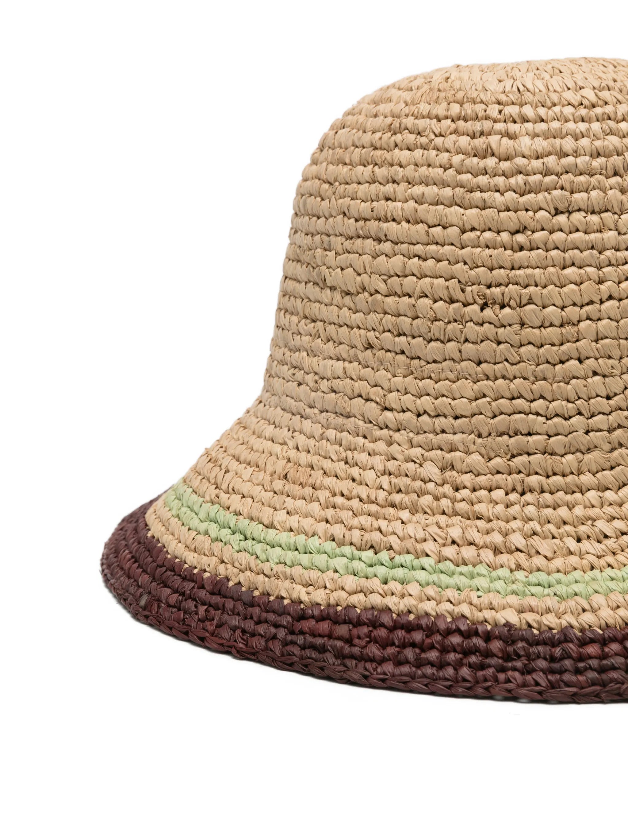 striped raffia bucket hat
