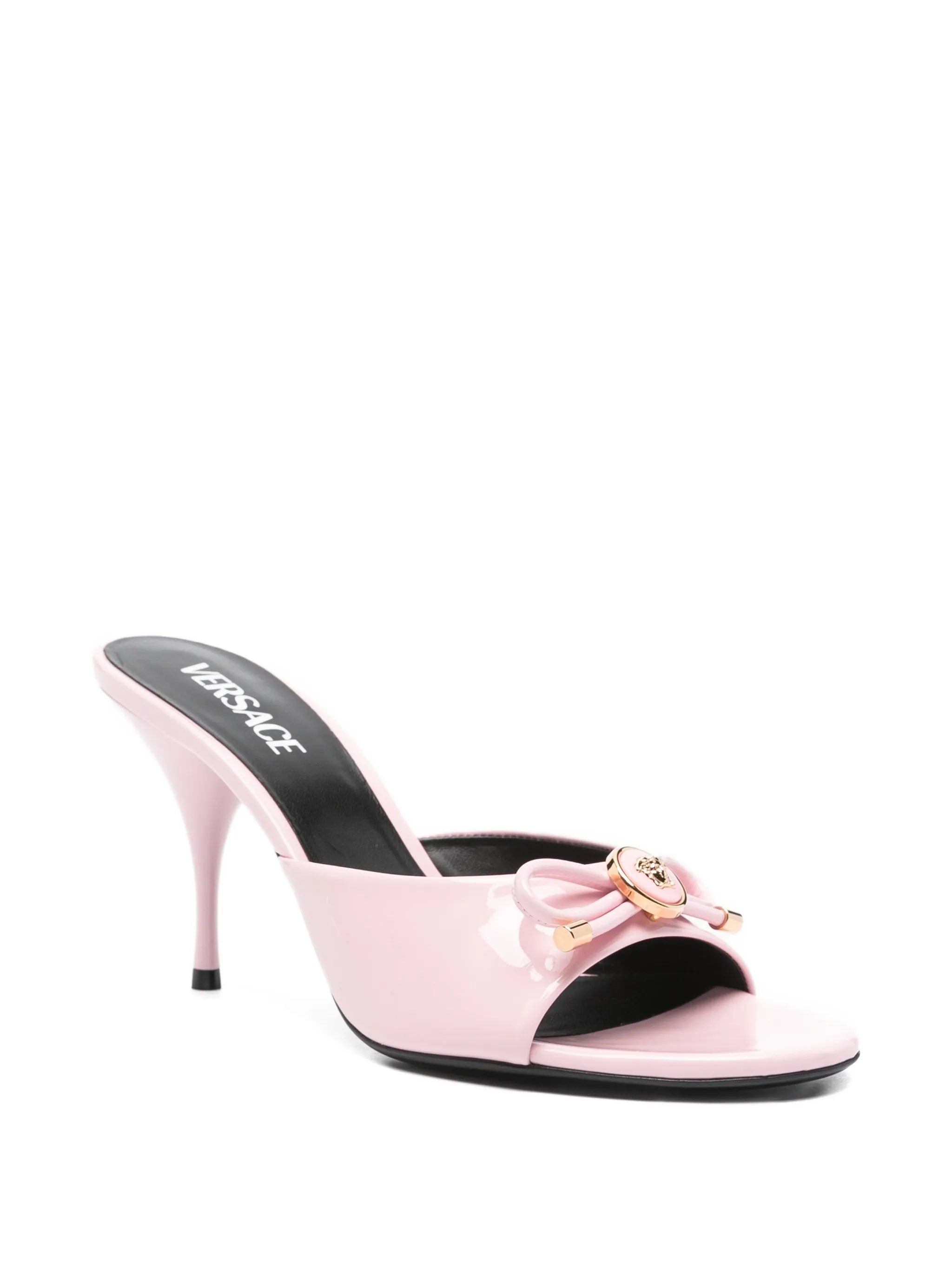 Opera bow patent sandals