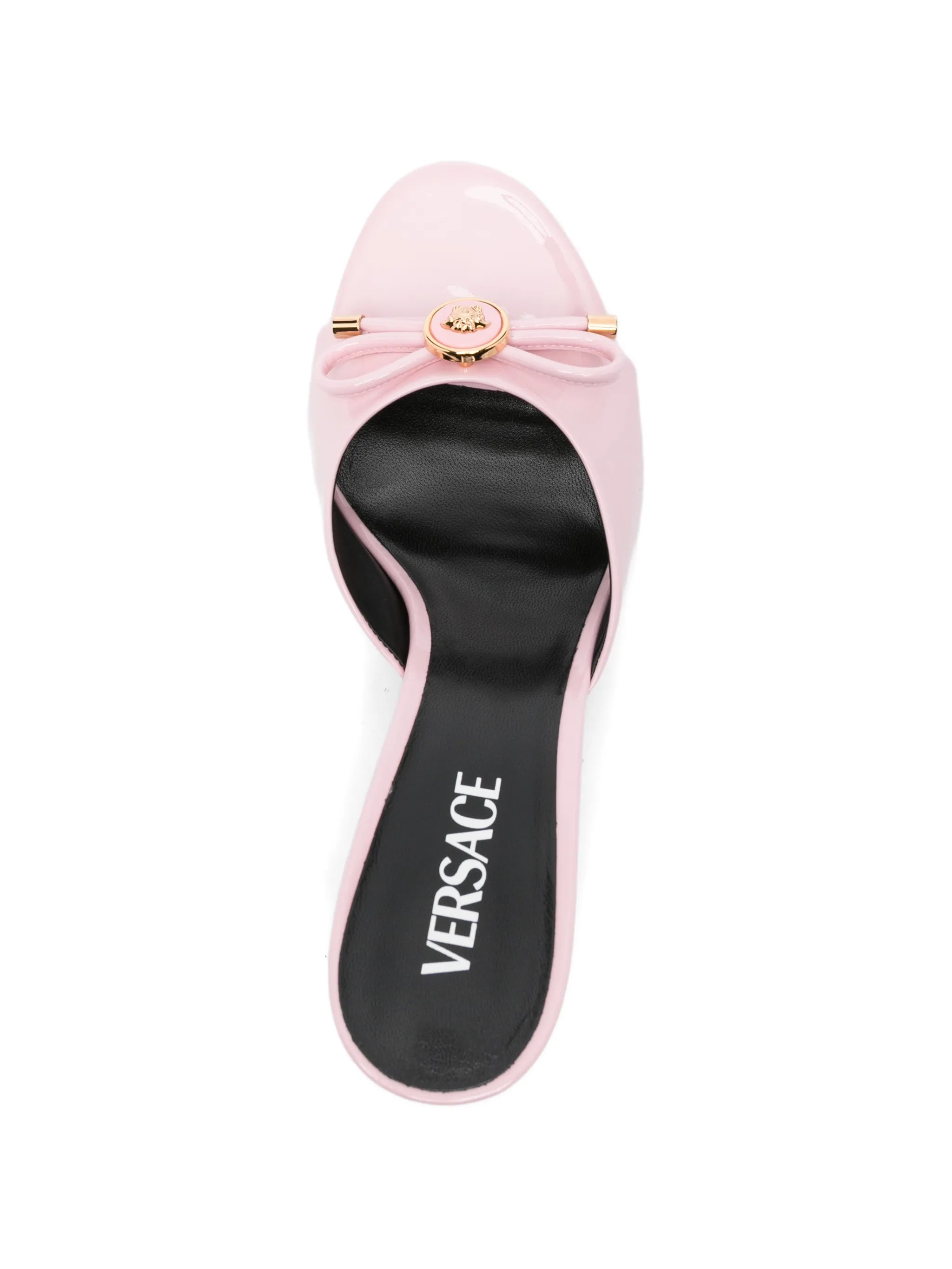 Opera bow patent sandals