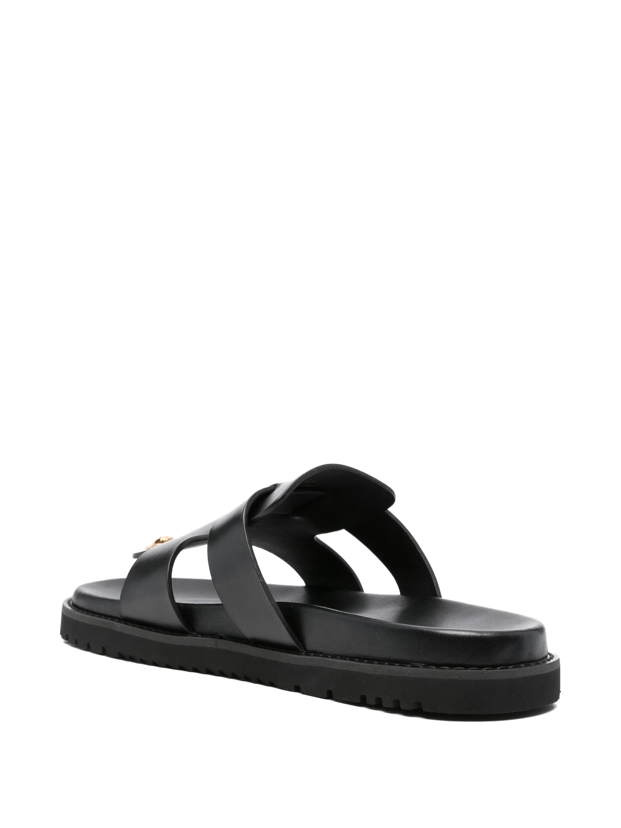 logo leather sandals