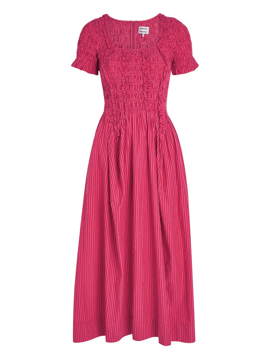 Raphaela striped-pattern ruffled dress