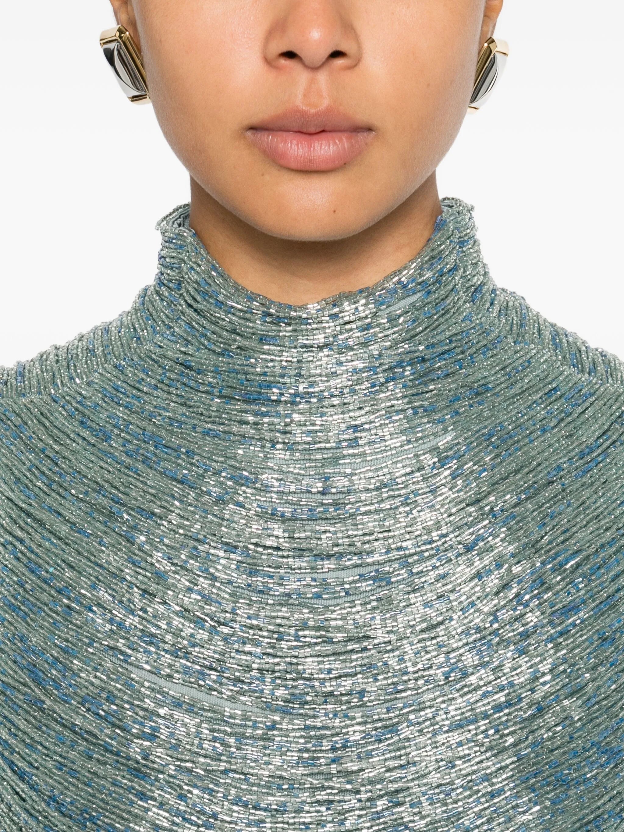 Taraji beaded high-neck top