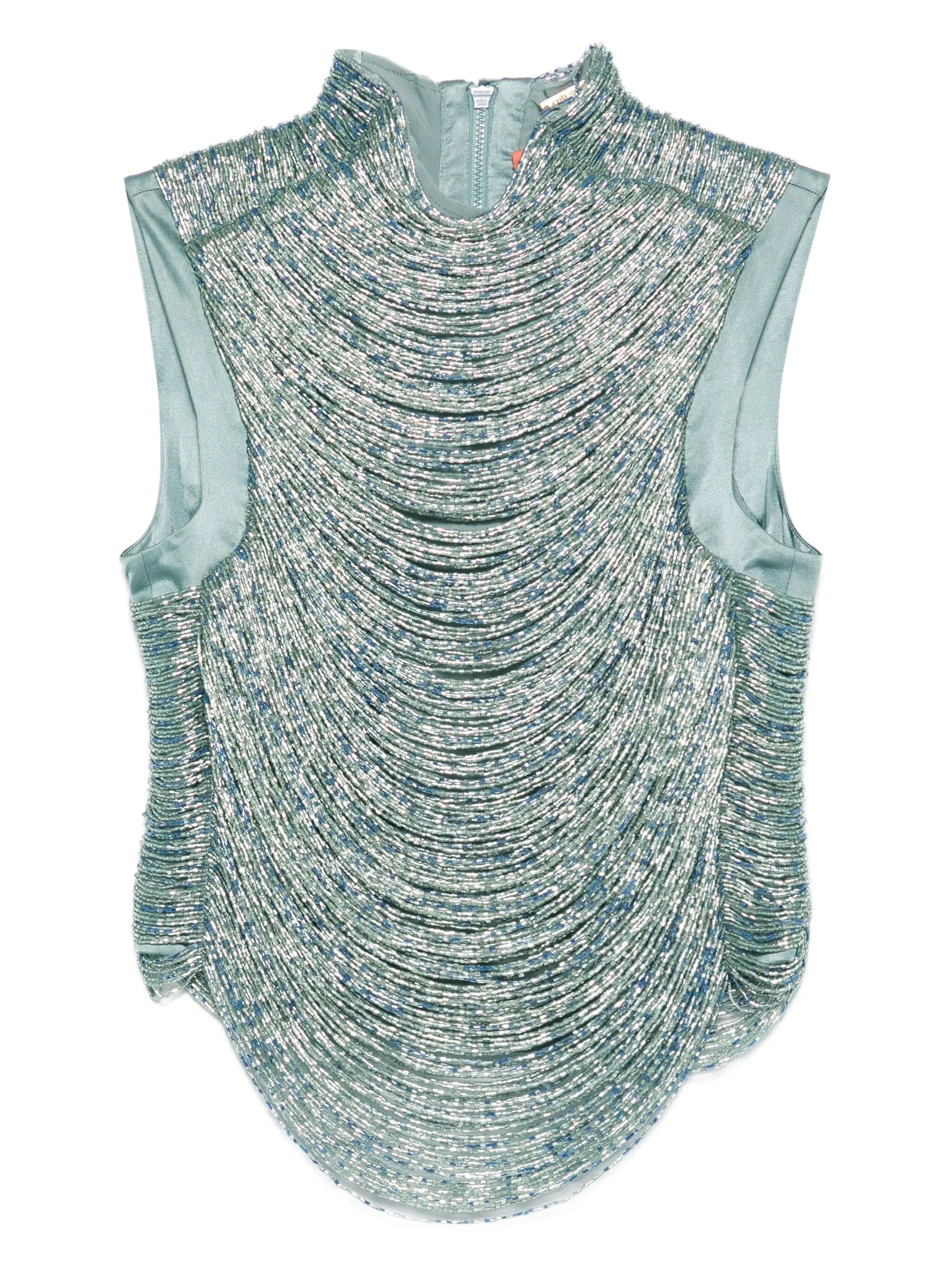 Taraji beaded high-neck top