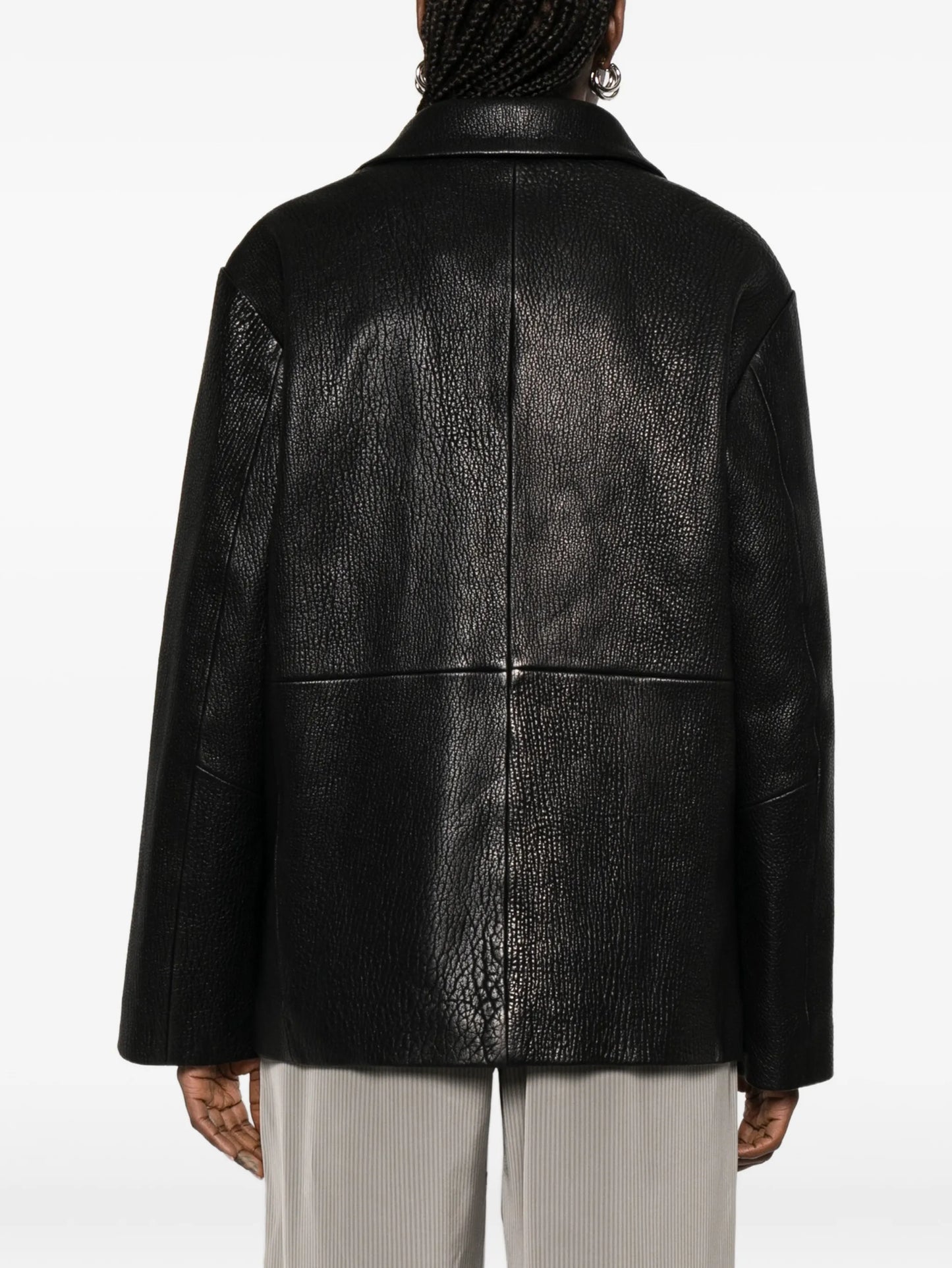 single-breasted grained-leather jacket