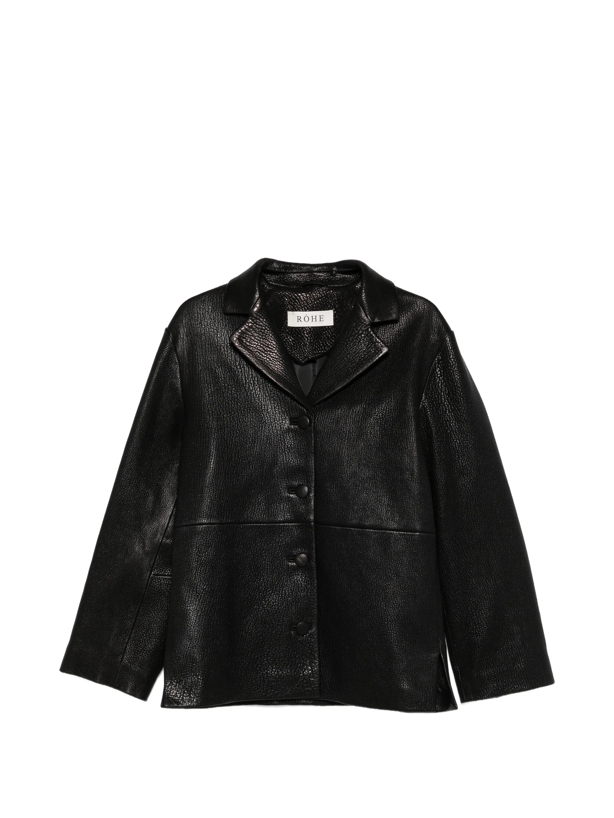 single-breasted grained-leather jacket