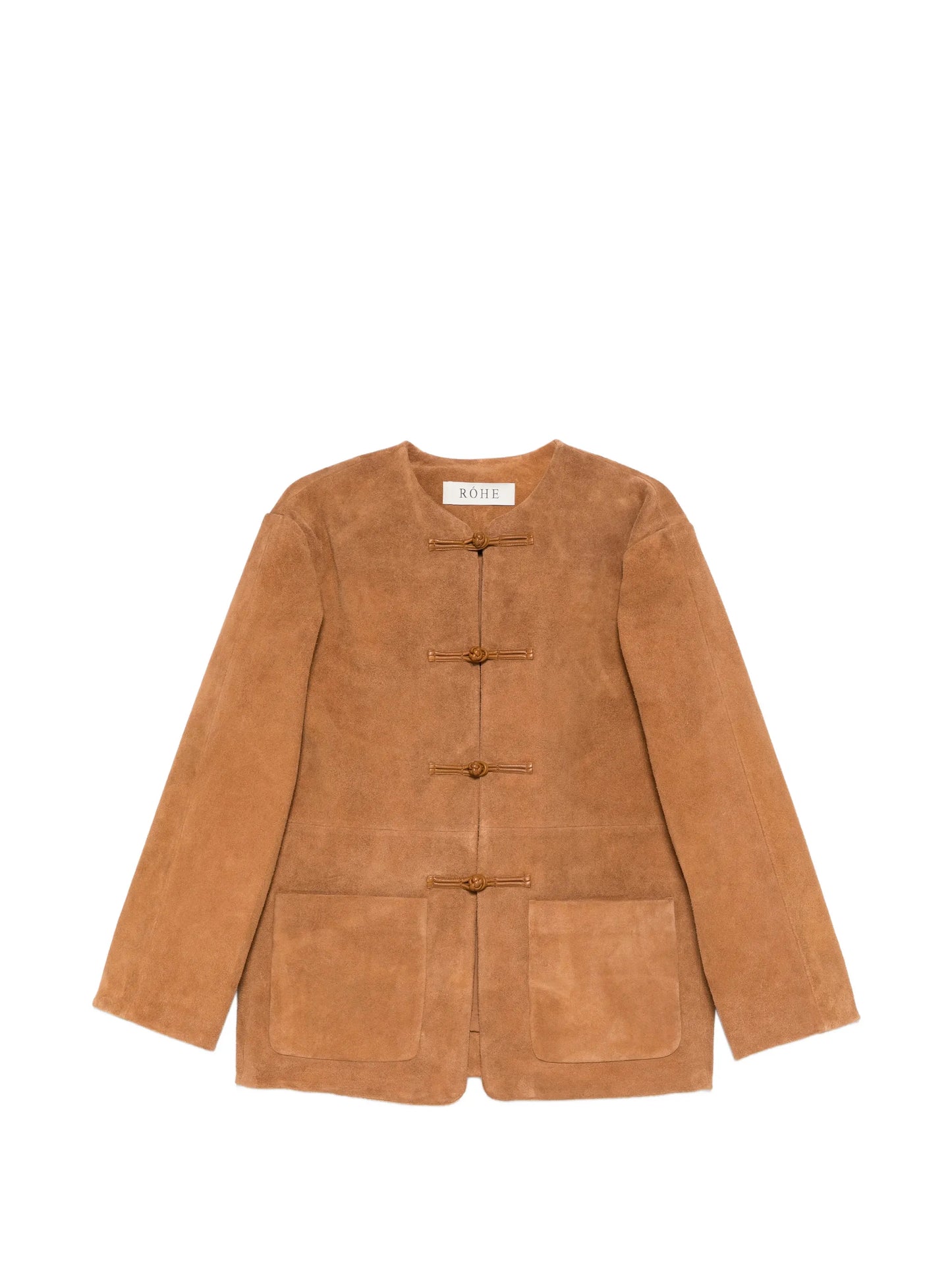 mandarin-collar suede jacket