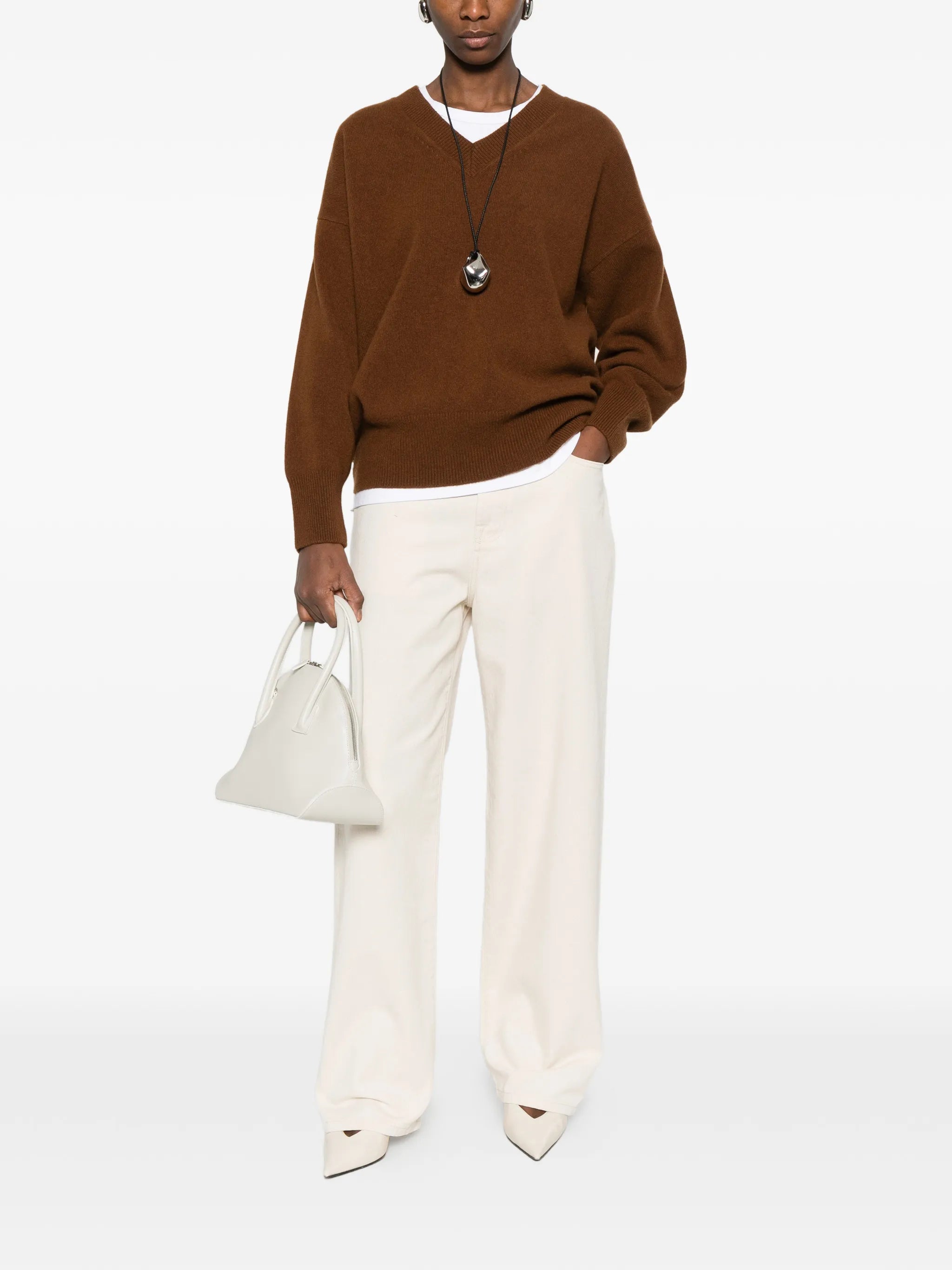 V-neck knitted sweater