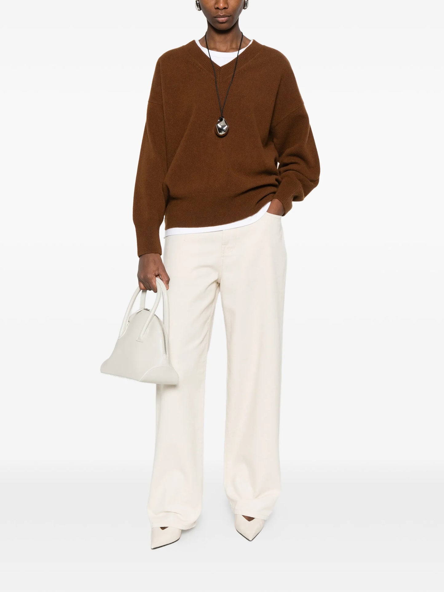 V-neck knitted sweater