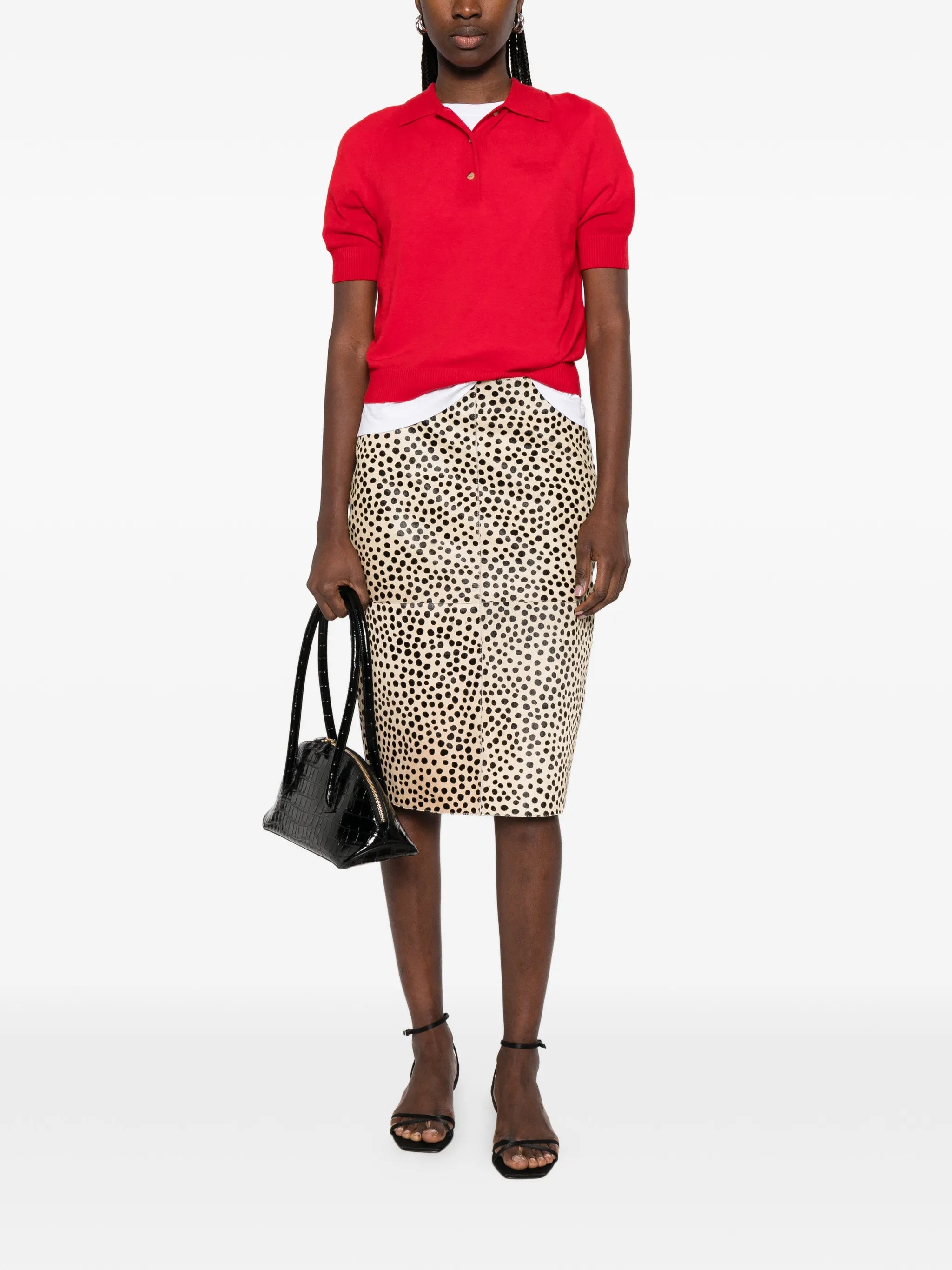 cheetah pony hair midi skirt