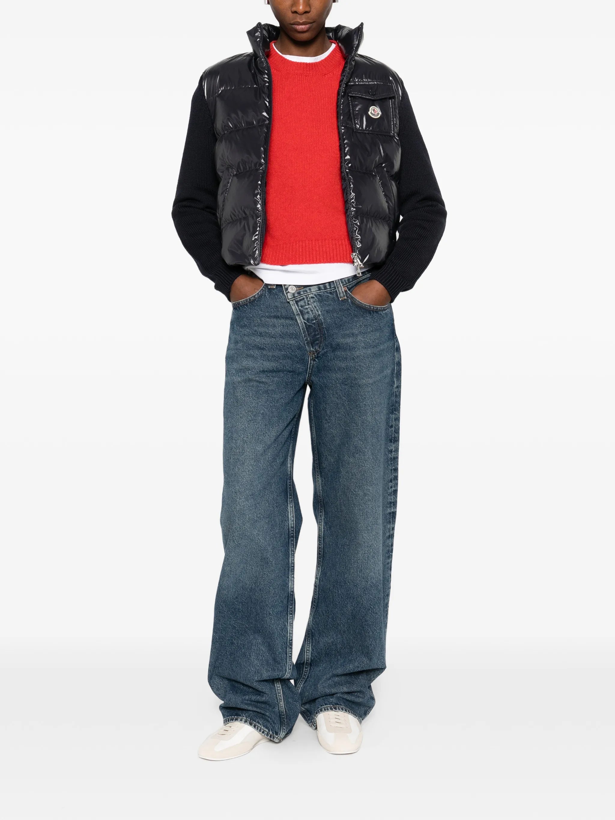 padded knitted-panels jacket