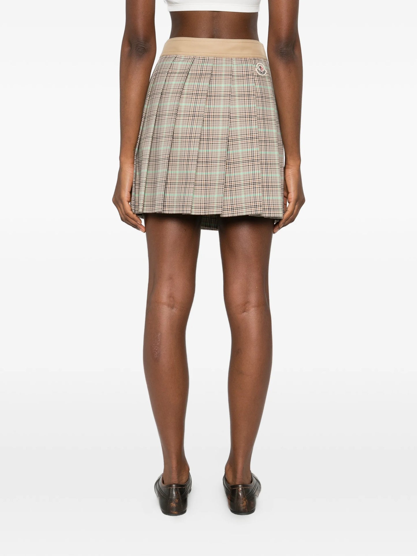 pleated checkered mini skirt