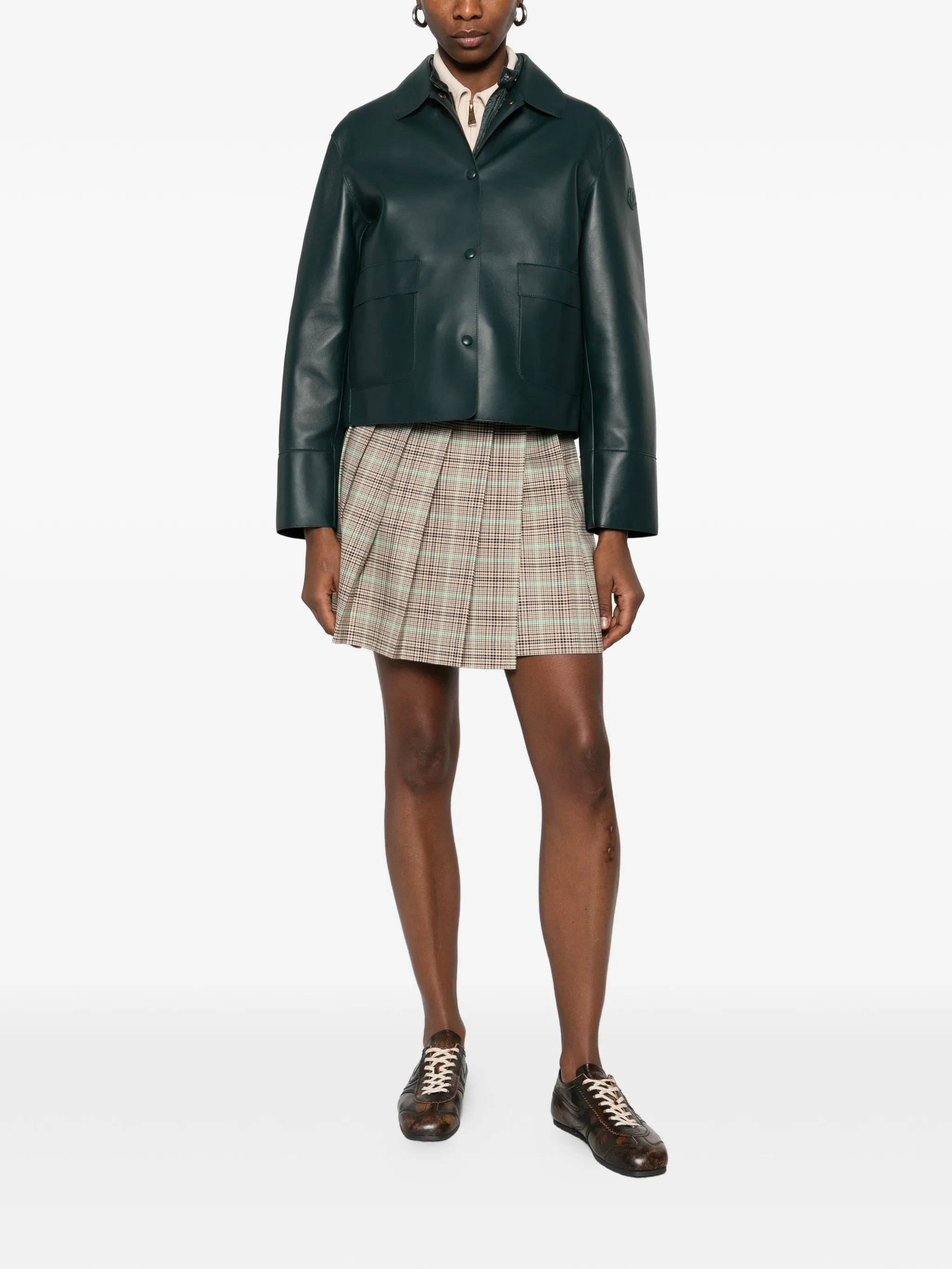 pleated checkered mini skirt