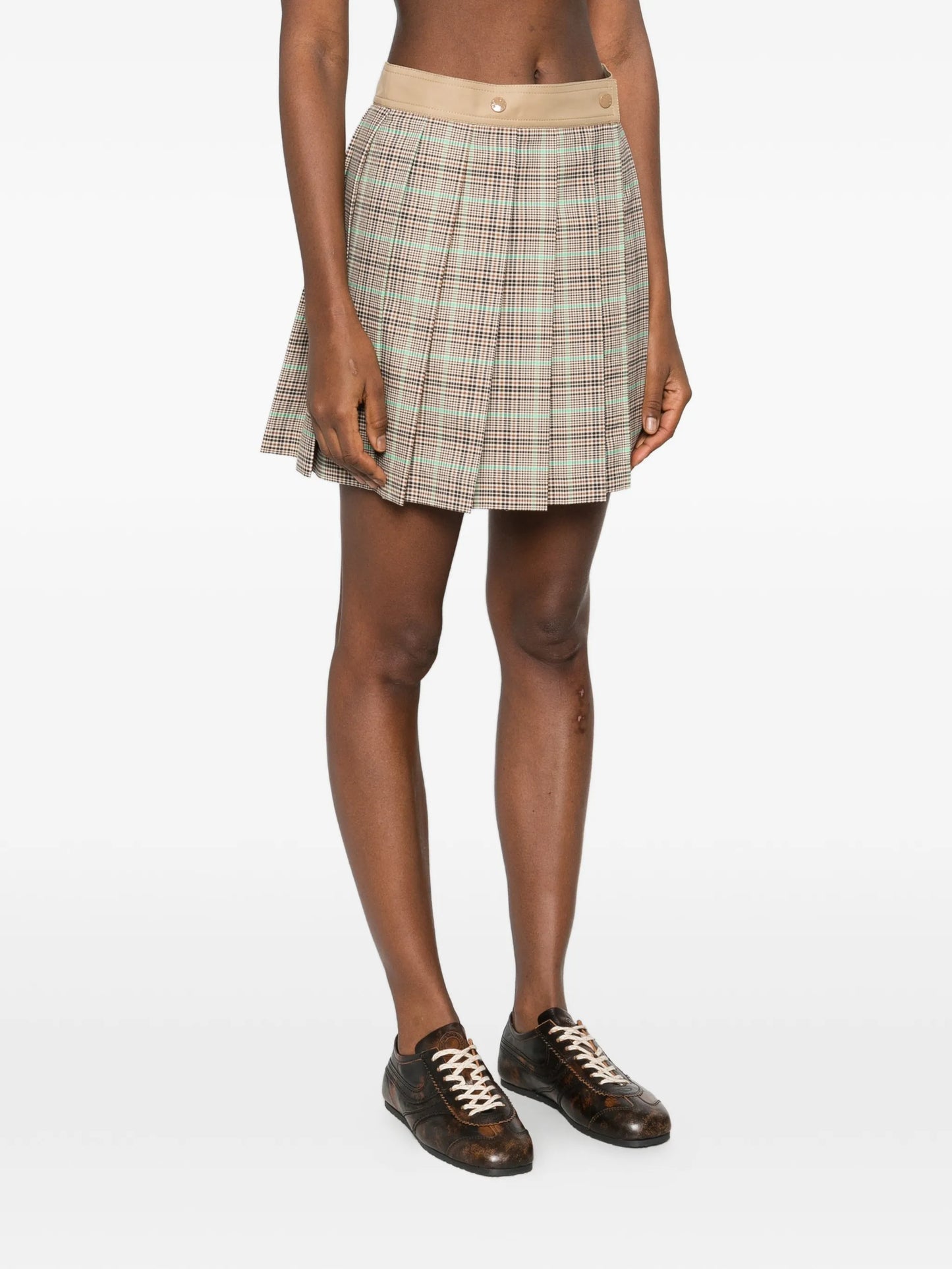 pleated checkered mini skirt