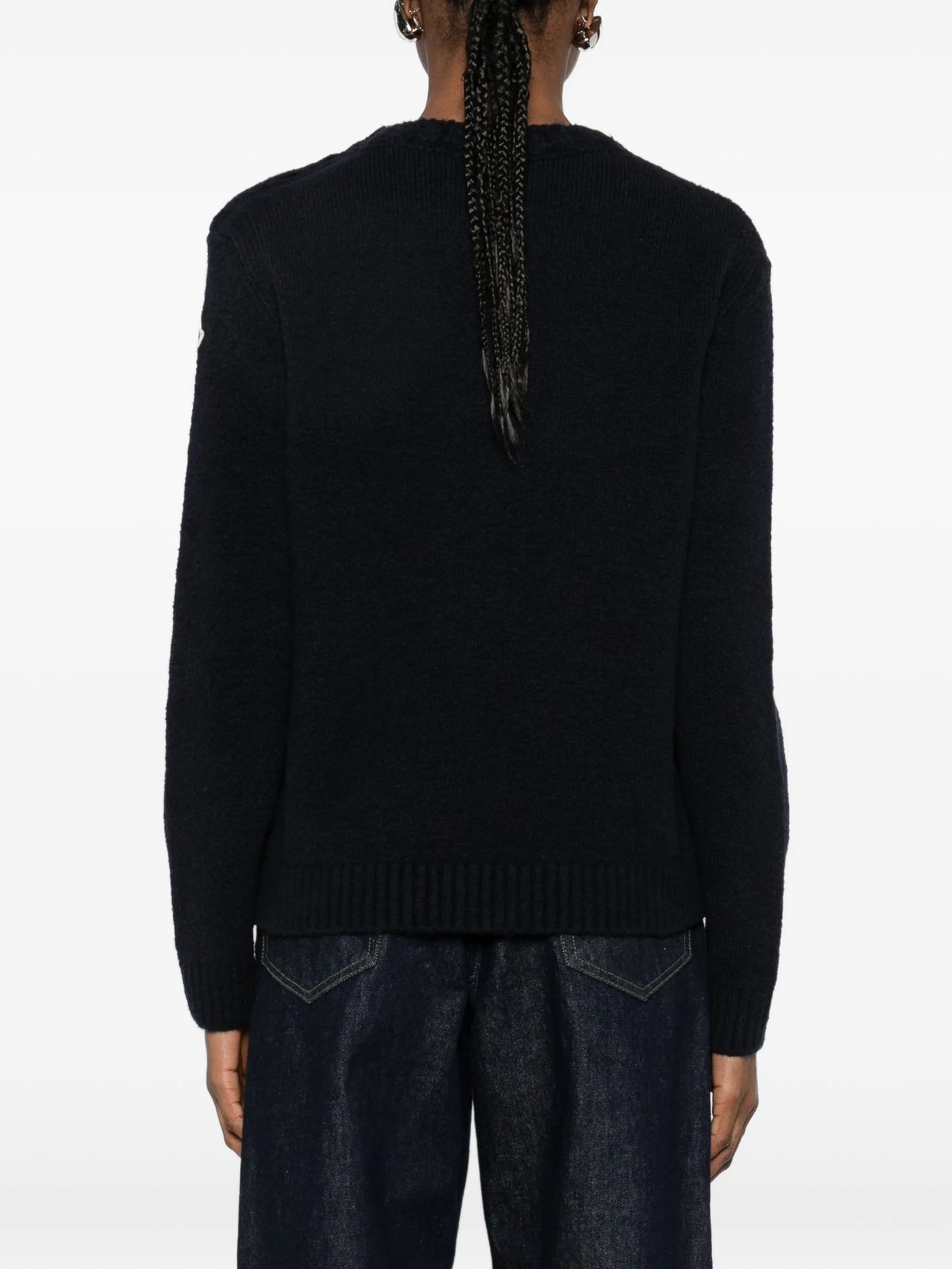 button crew-neck sweater