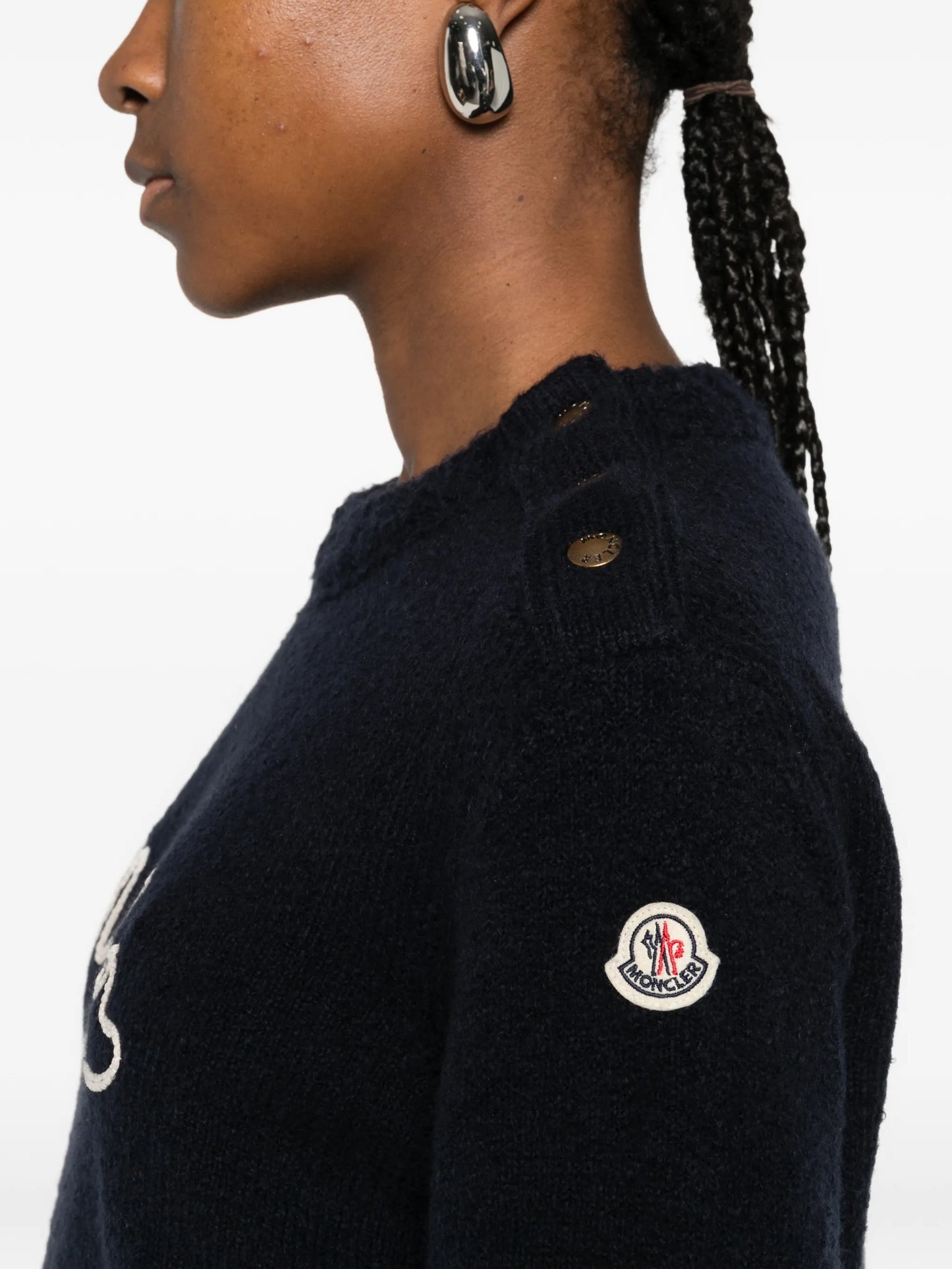 button crew-neck sweater