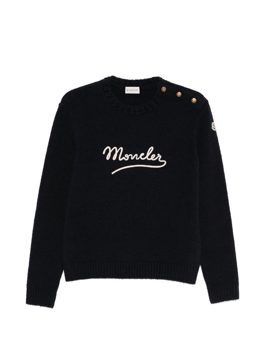 button crew-neck sweater