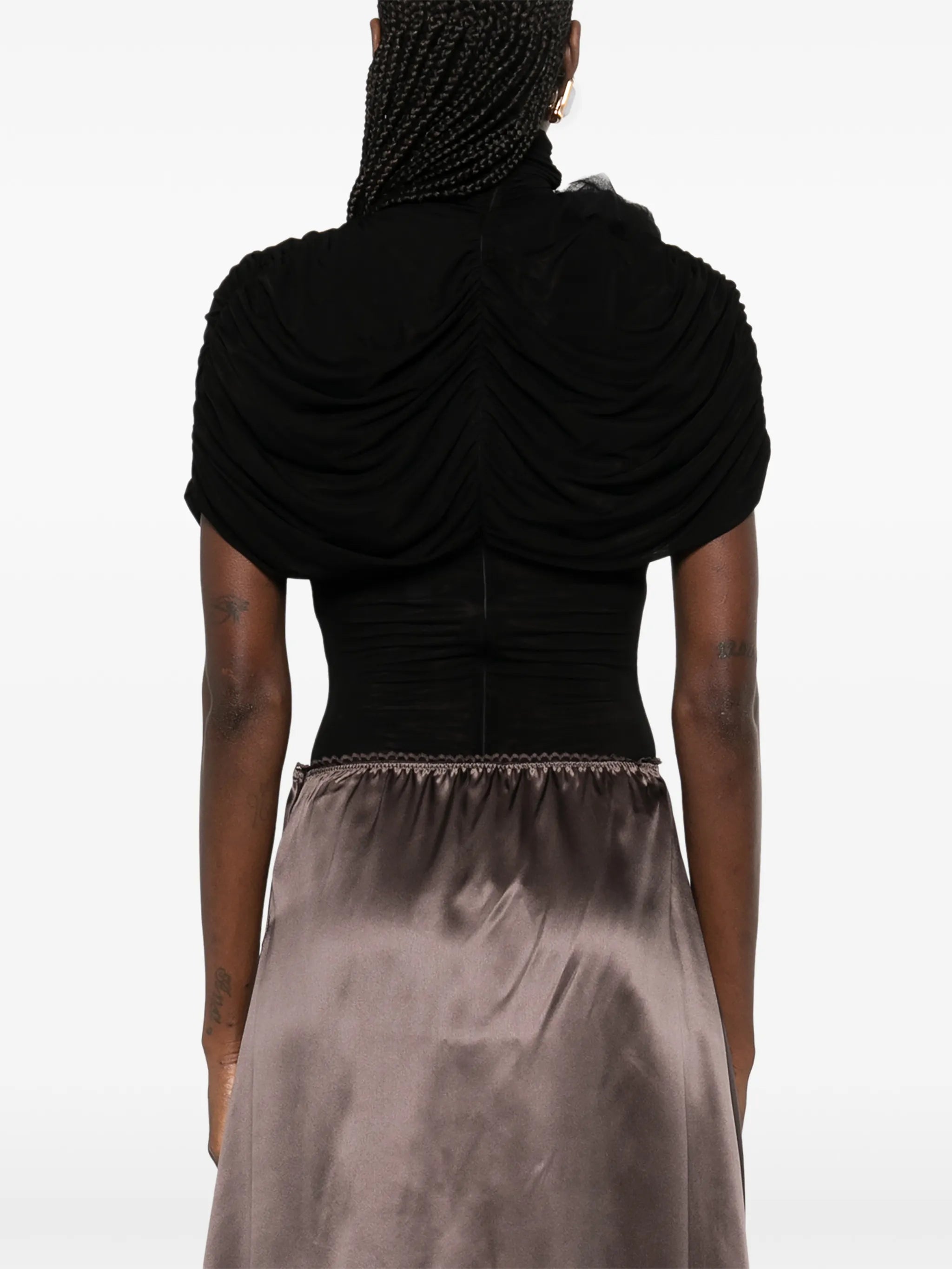 draped high-neck bodysuit