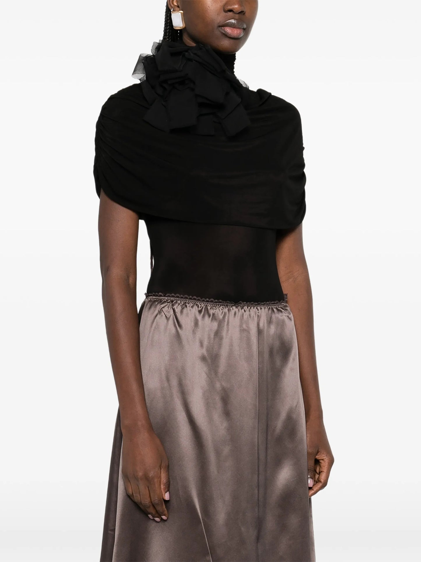 draped high-neck bodysuit