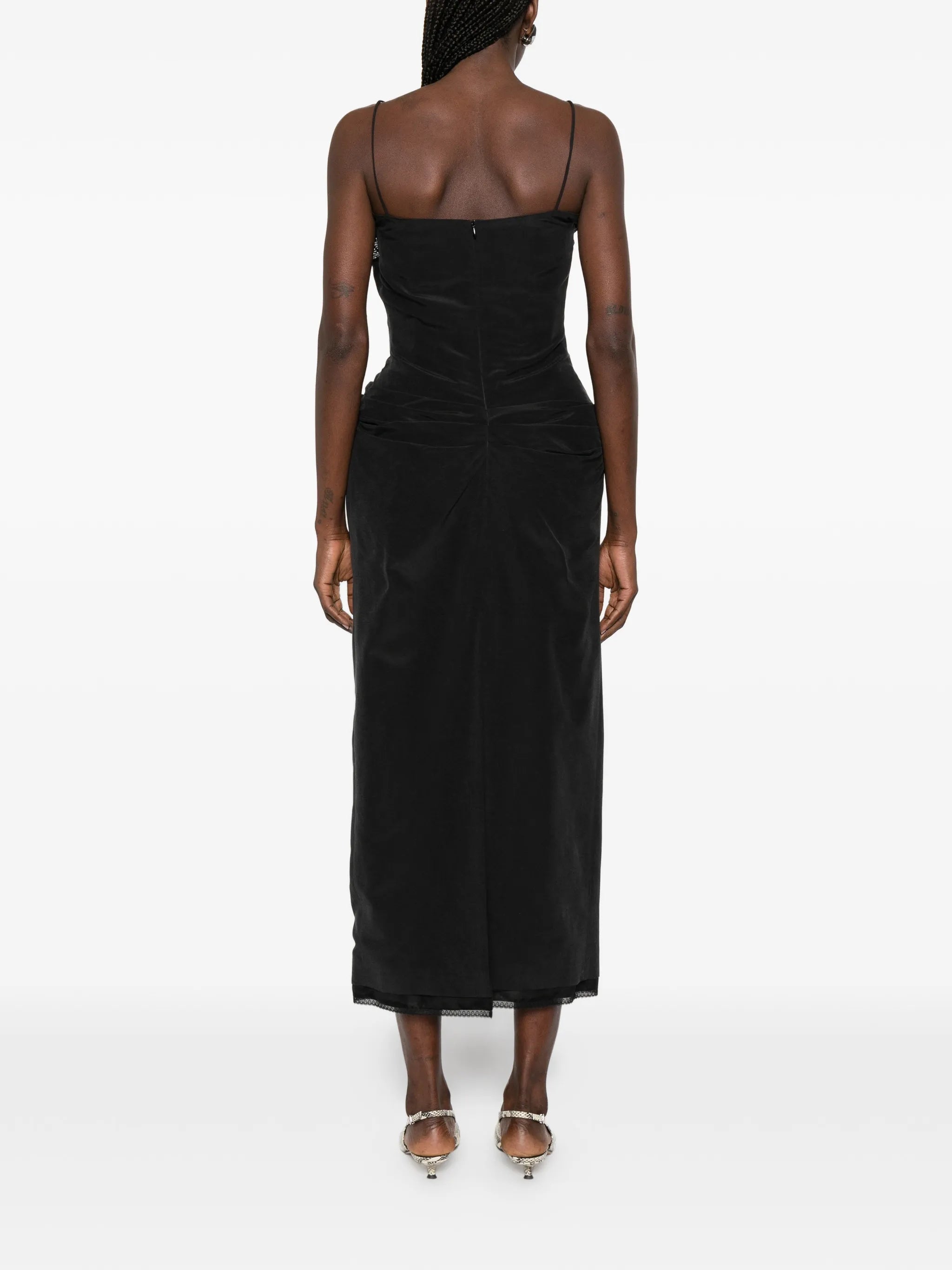 lace-trim midi dress