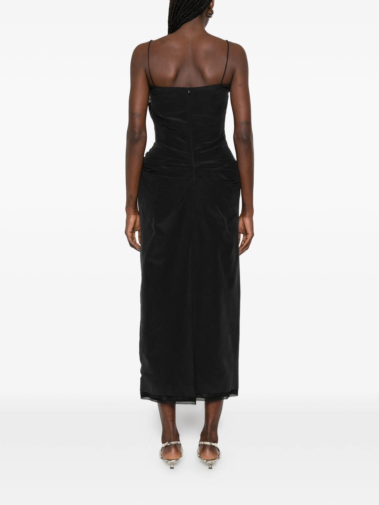 lace-trim midi dress