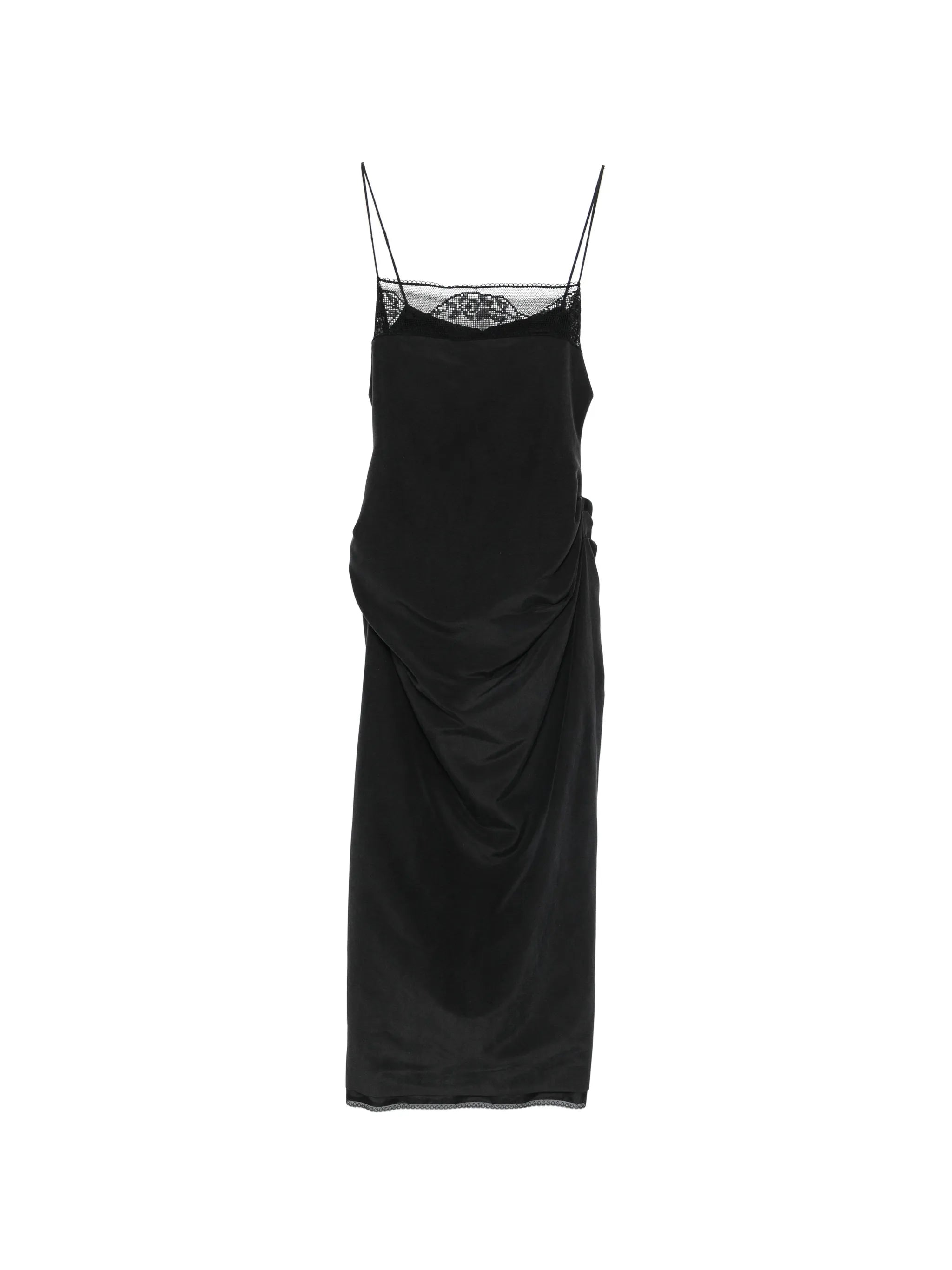lace-trim midi dress