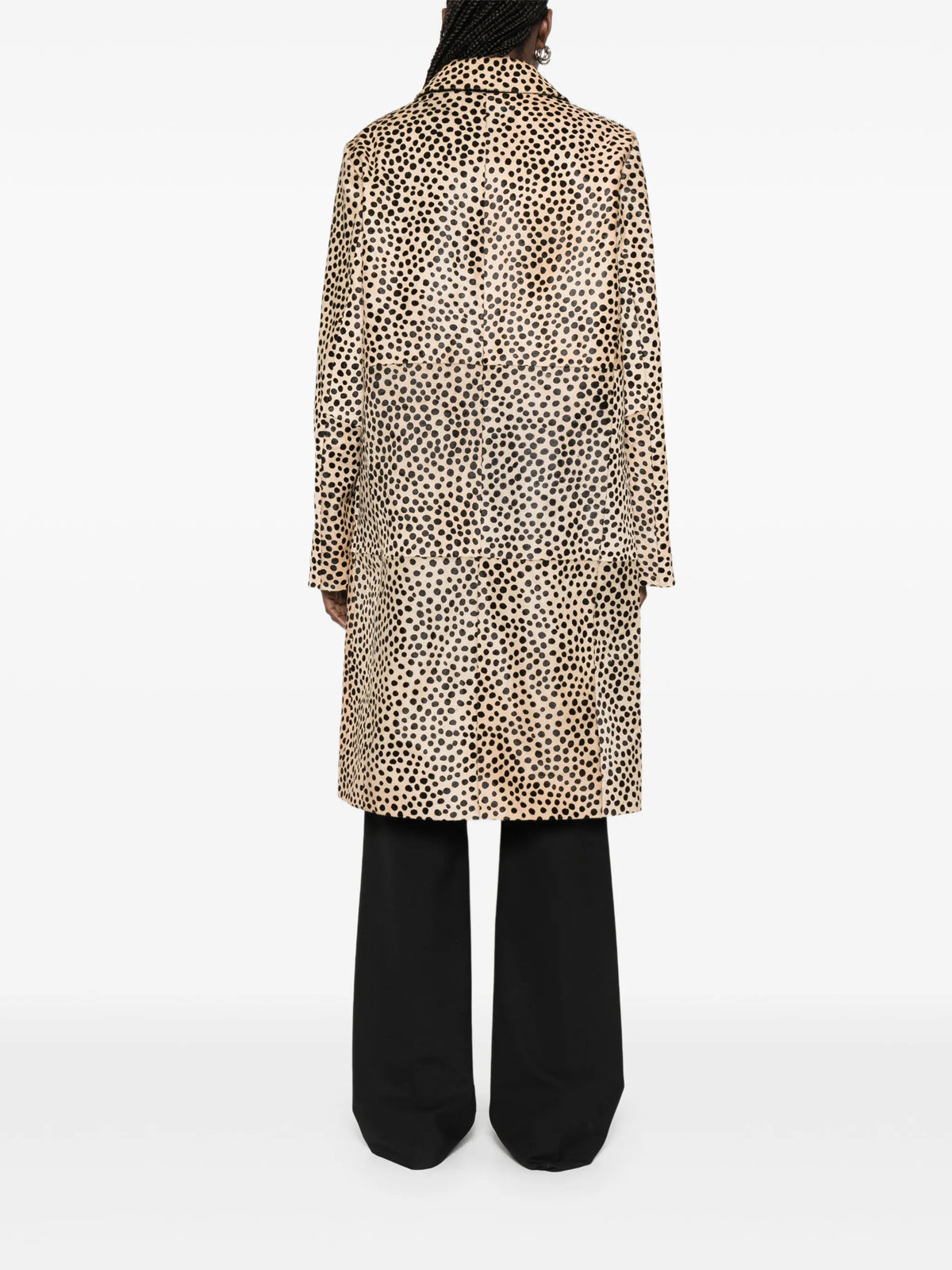 polka-dot button-up coat