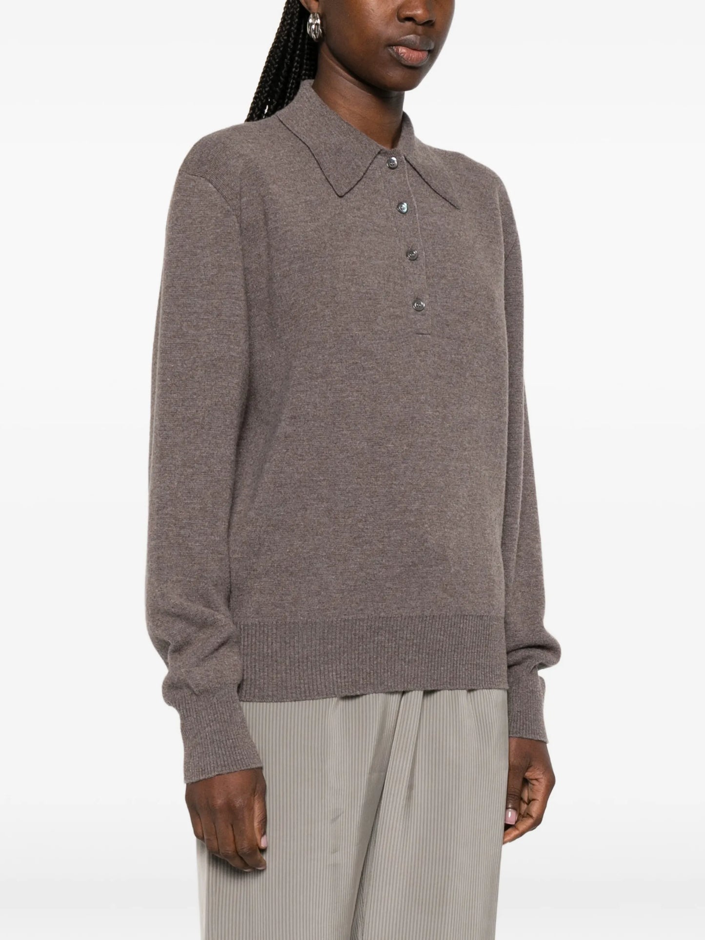 knitted polo-collar sweater