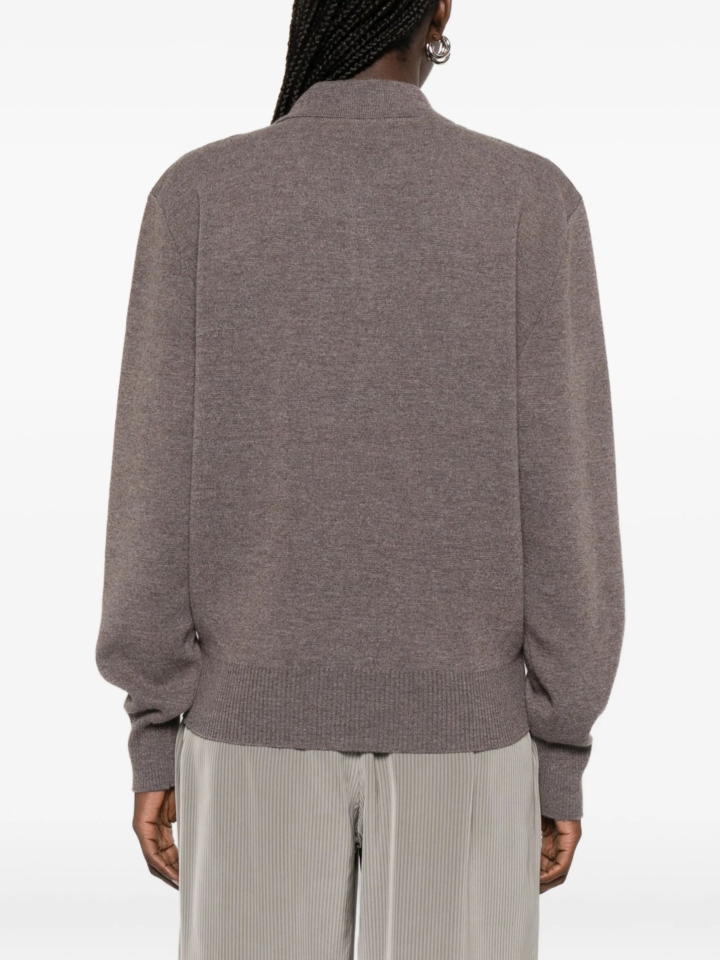 knitted polo-collar sweater