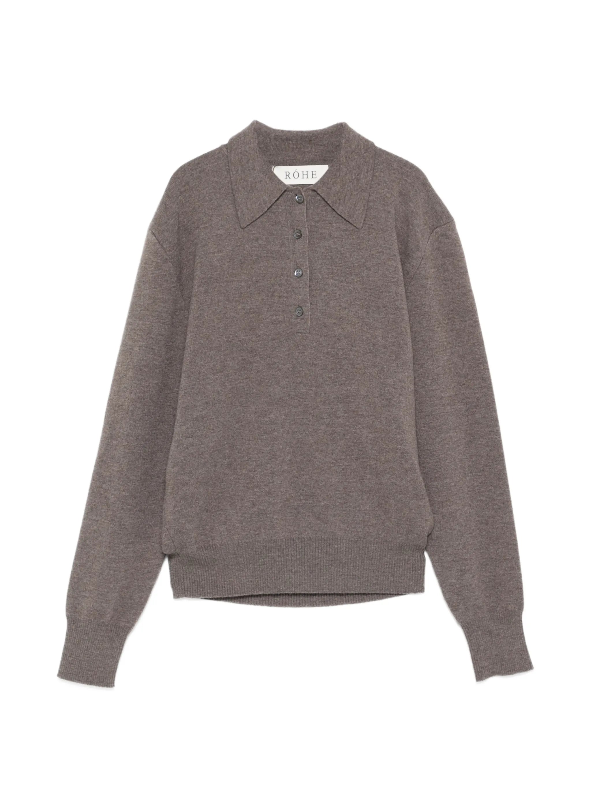 knitted polo-collar sweater