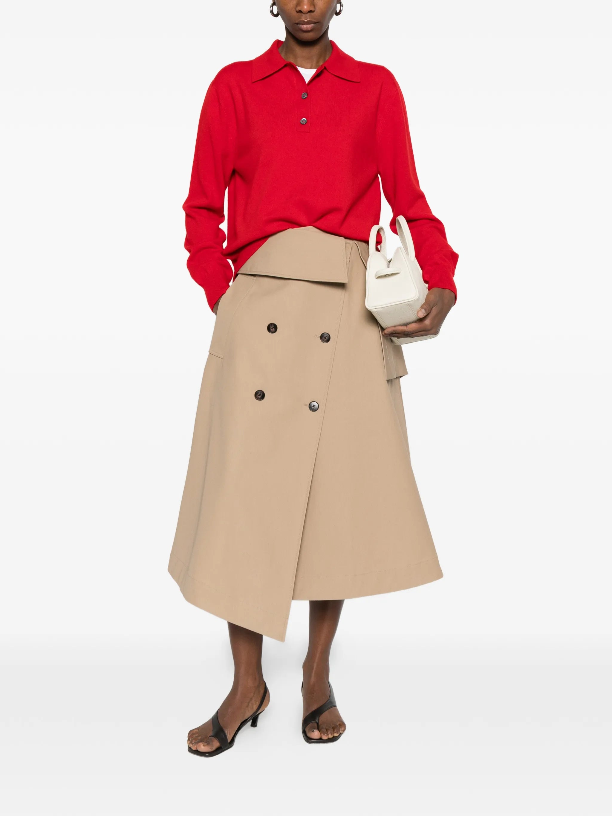 deconstructed double-breasted midi skirt