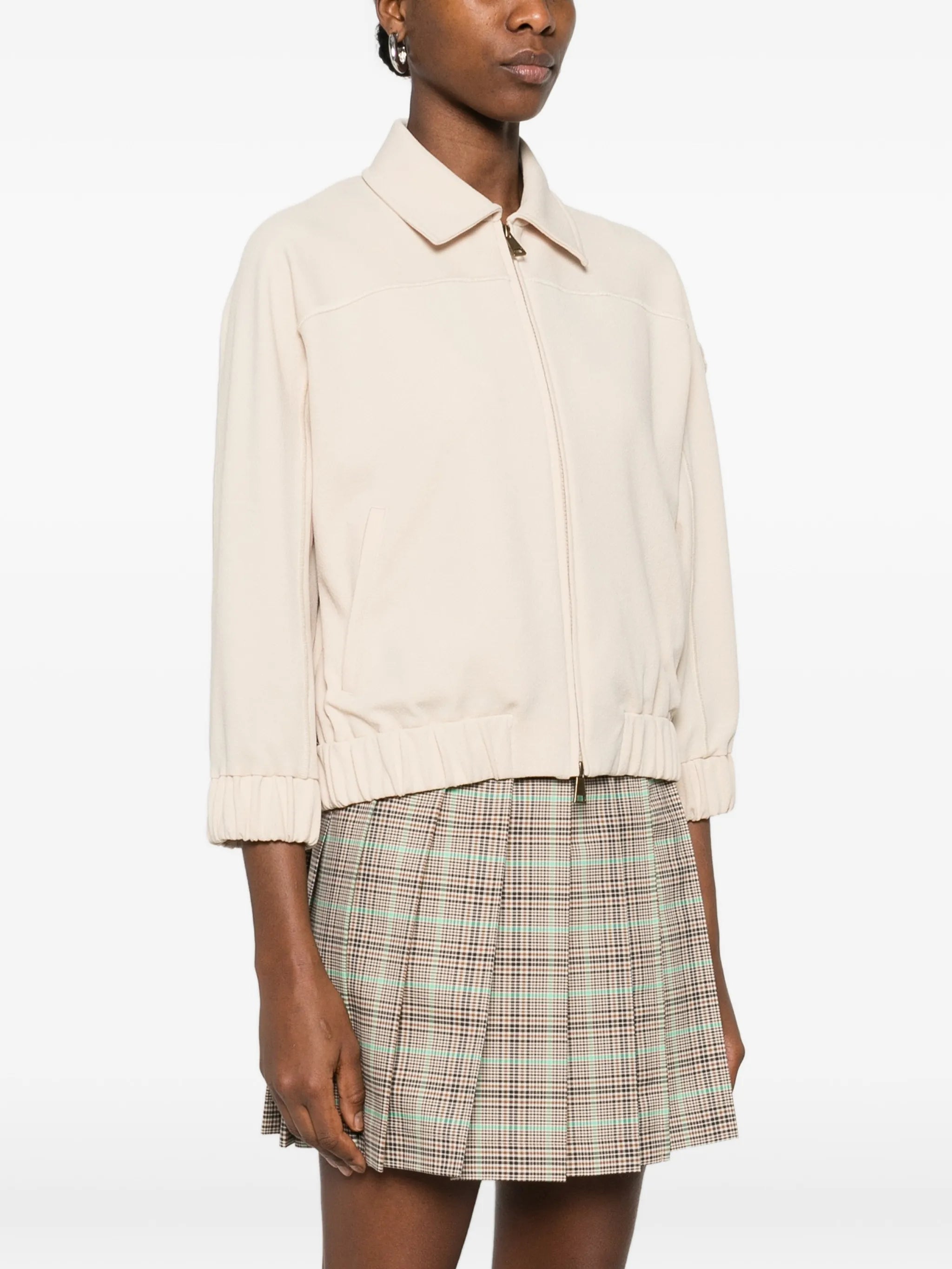 zip-up tonal-logo bomber jacket