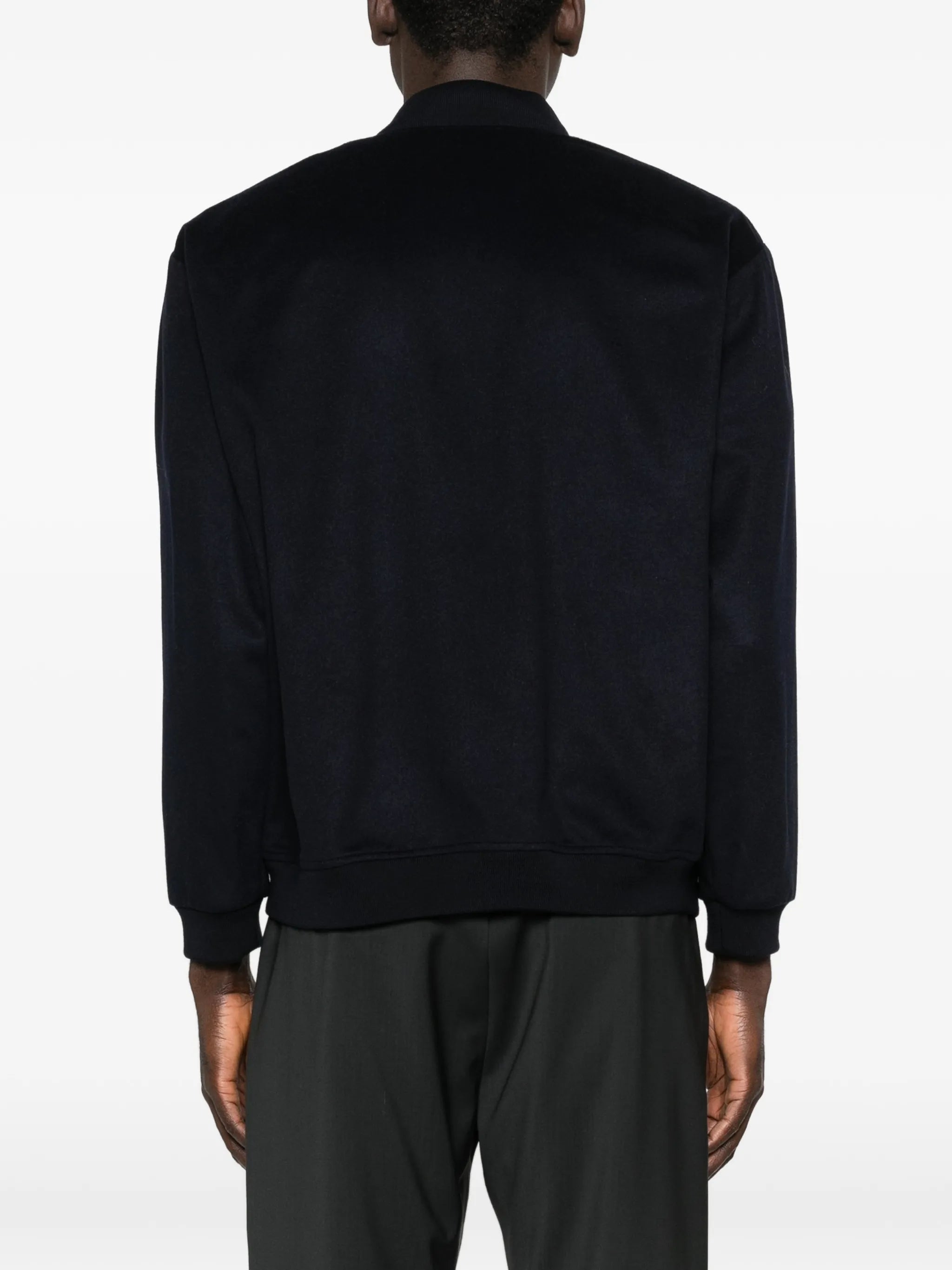 zip-up cashmere bomber jacket