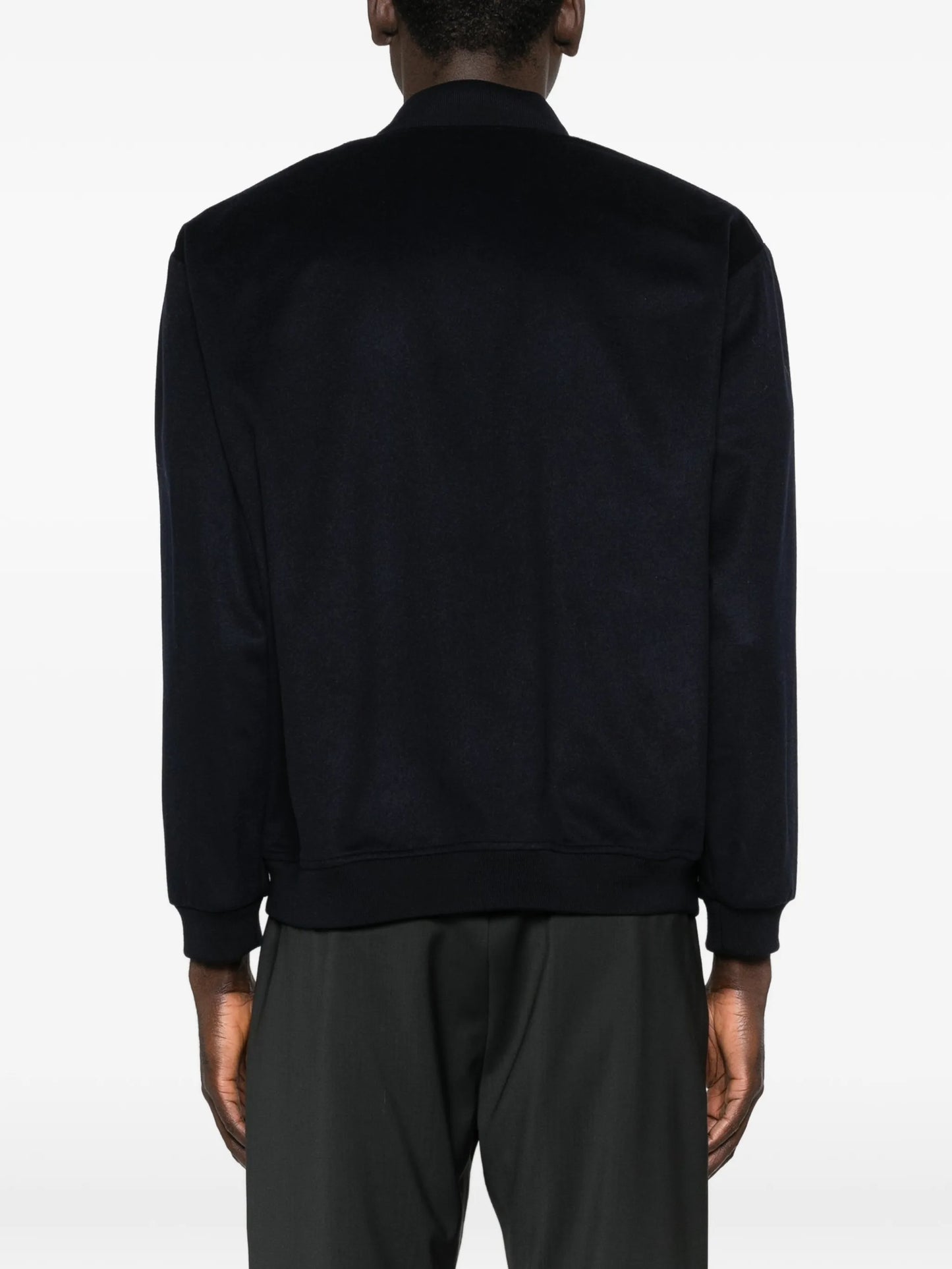 zip-up cashmere bomber jacket