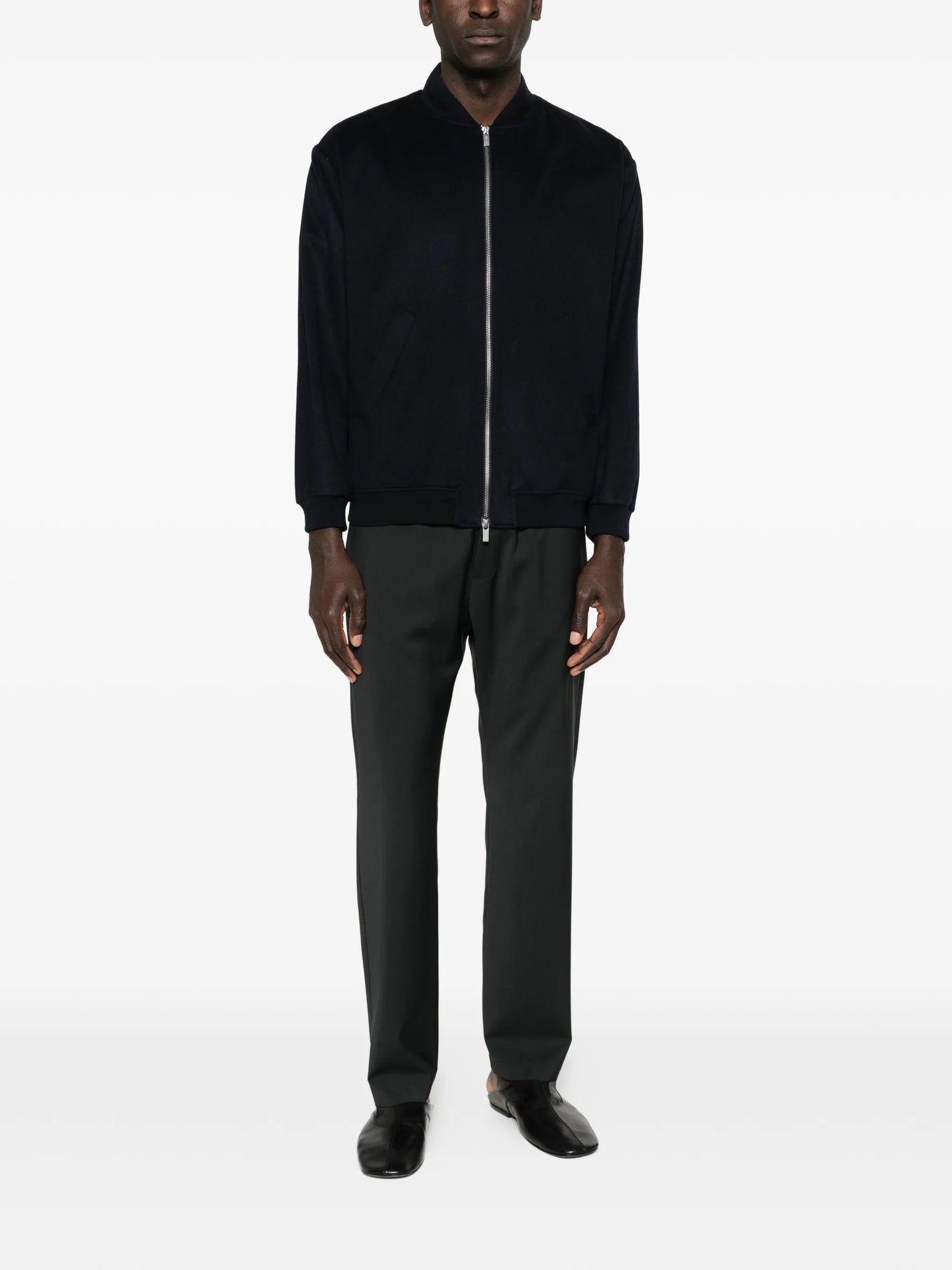 zip-up cashmere bomber jacket