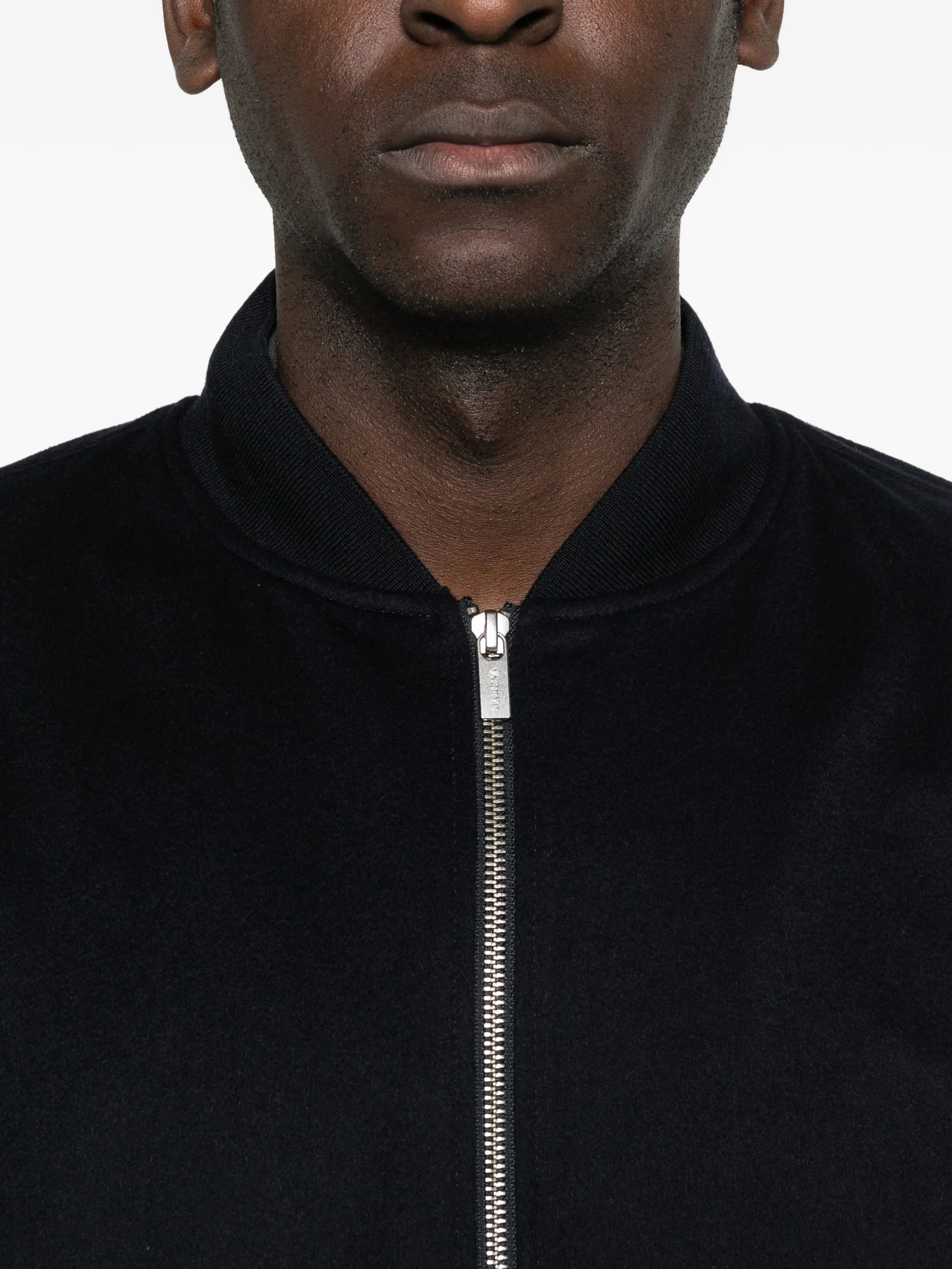 zip-up cashmere bomber jacket