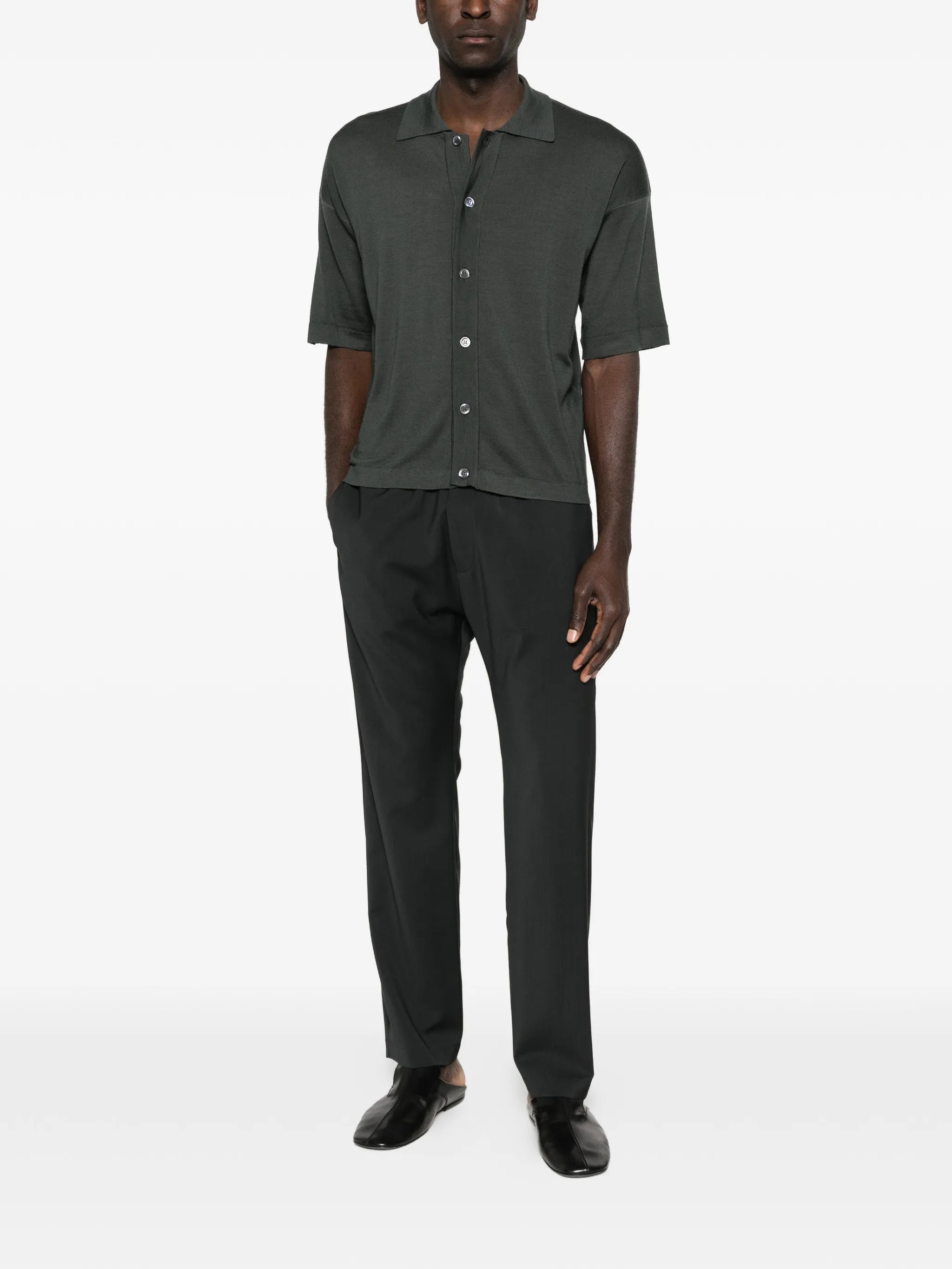 Doni button-down fine-knit shirt